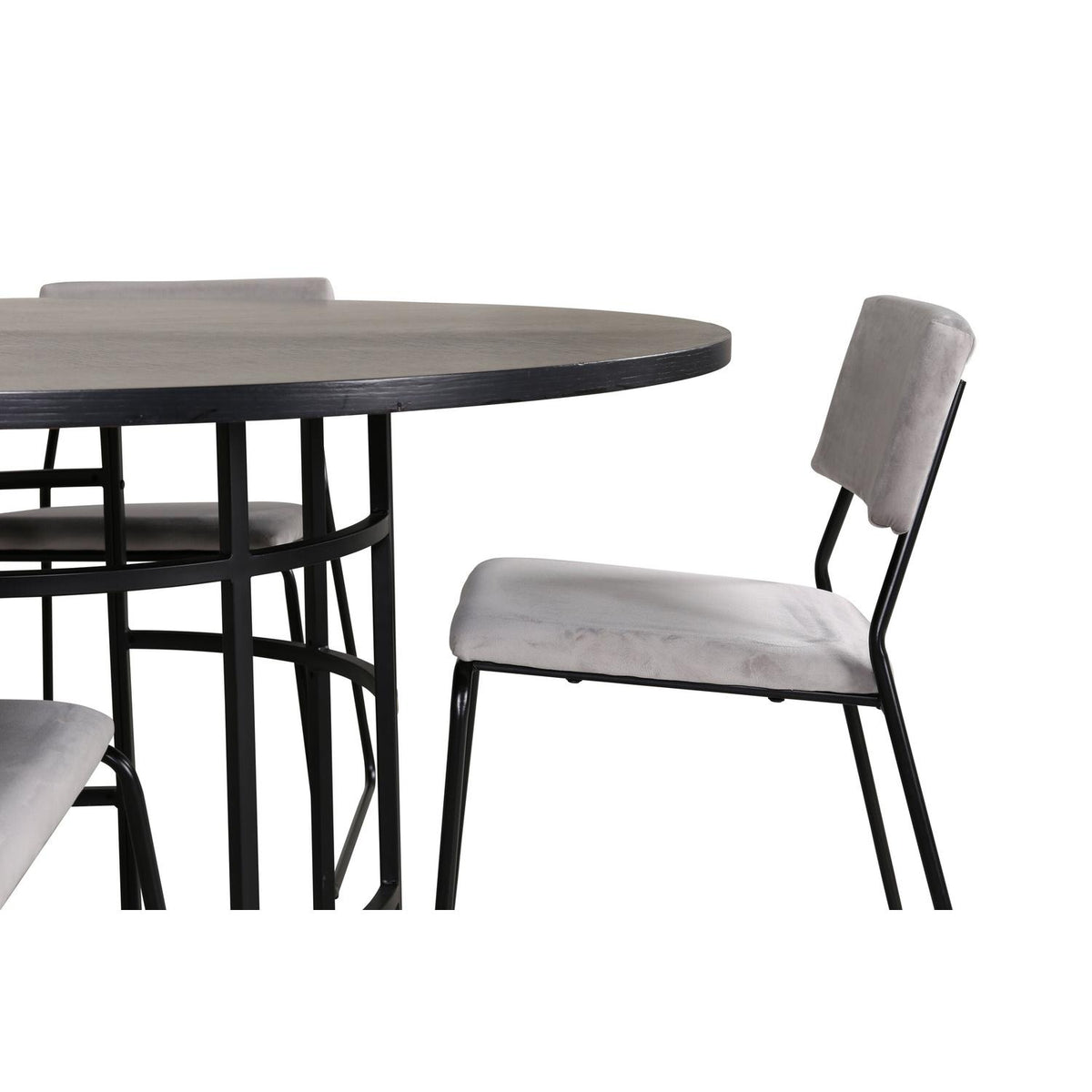 Essgruppe Esstisch Copenhagen Ø140cm mit Stühlen Kenth aus Samt-Essgruppen-Venture Home-le canapé