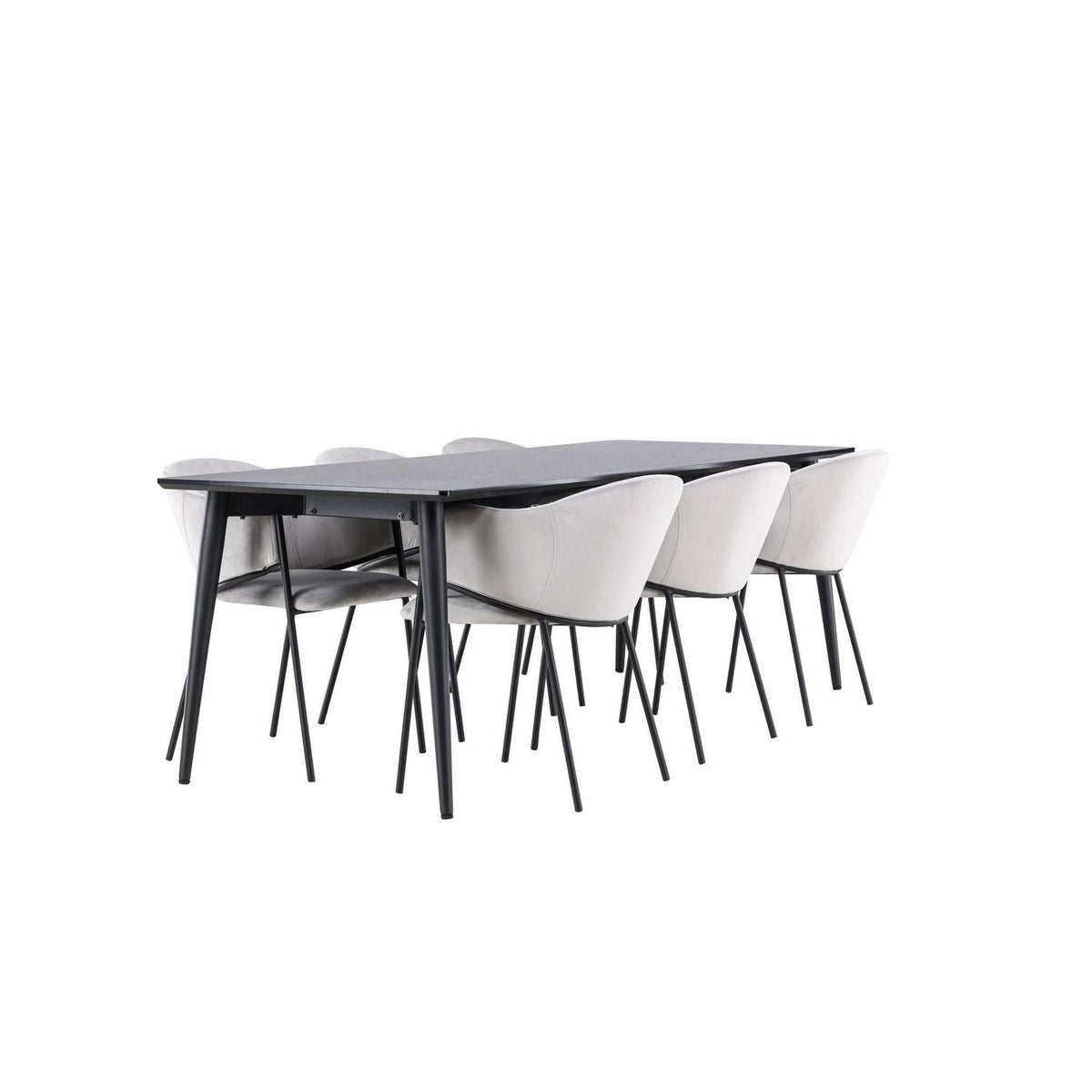 Essgruppe Esstisch Ellis 230*85cm mit Stühlen Evelina aus Samt-Essgruppen Rechteckig-Venture Home-le canapé