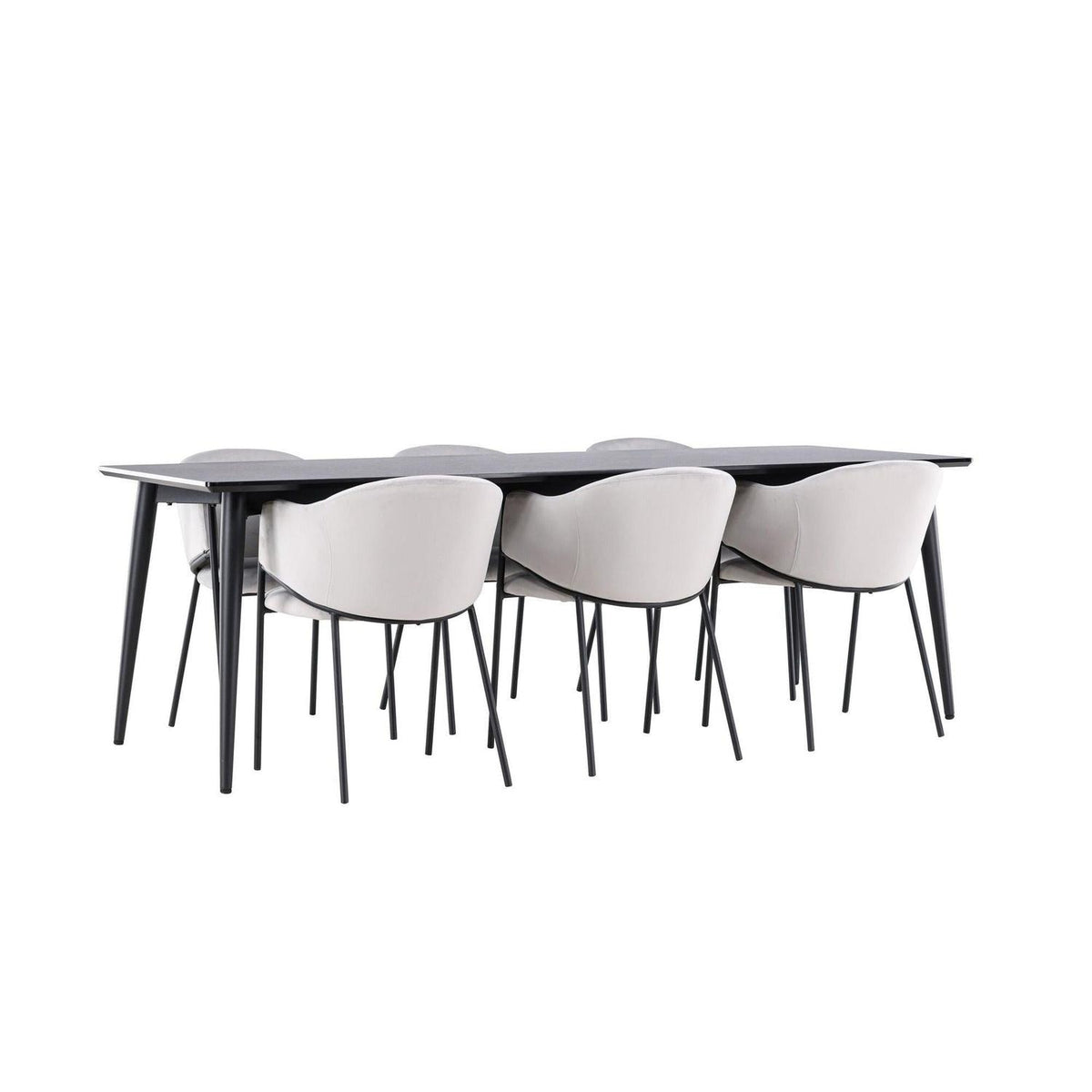 Essgruppe Esstisch Ellis 230*85cm mit Stühlen Evelina aus Samt-Essgruppen Rechteckig-Venture Home-le canapé