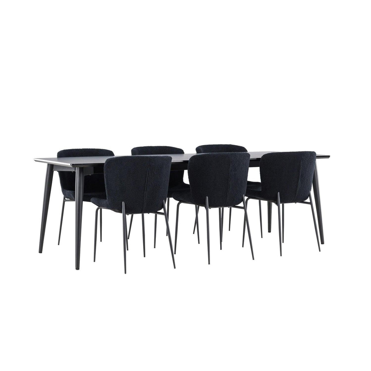 Essgruppe Esstisch Ellis 230*85cm mit Stühlen Modesto aus Teddy-Boucle-Essgruppen Rechteckig-Venture Home-le canapé