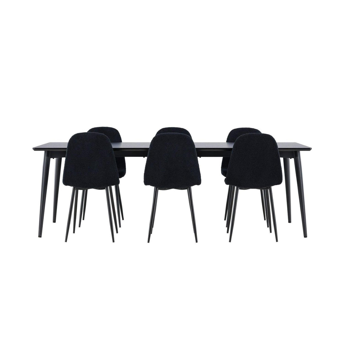 Essgruppe Esstisch Ellis 230*85cm mit Stühlen Polar aus Teddy-Boucle-Essgruppen Rechteckig-Venture Home-le canapé