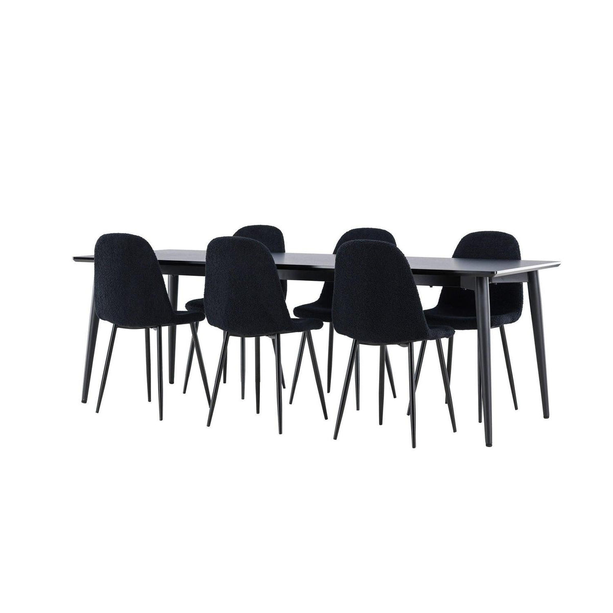 Essgruppe Esstisch Ellis 230*85cm mit Stühlen Polar aus Teddy-Boucle-Essgruppen Rechteckig-Venture Home-le canapé