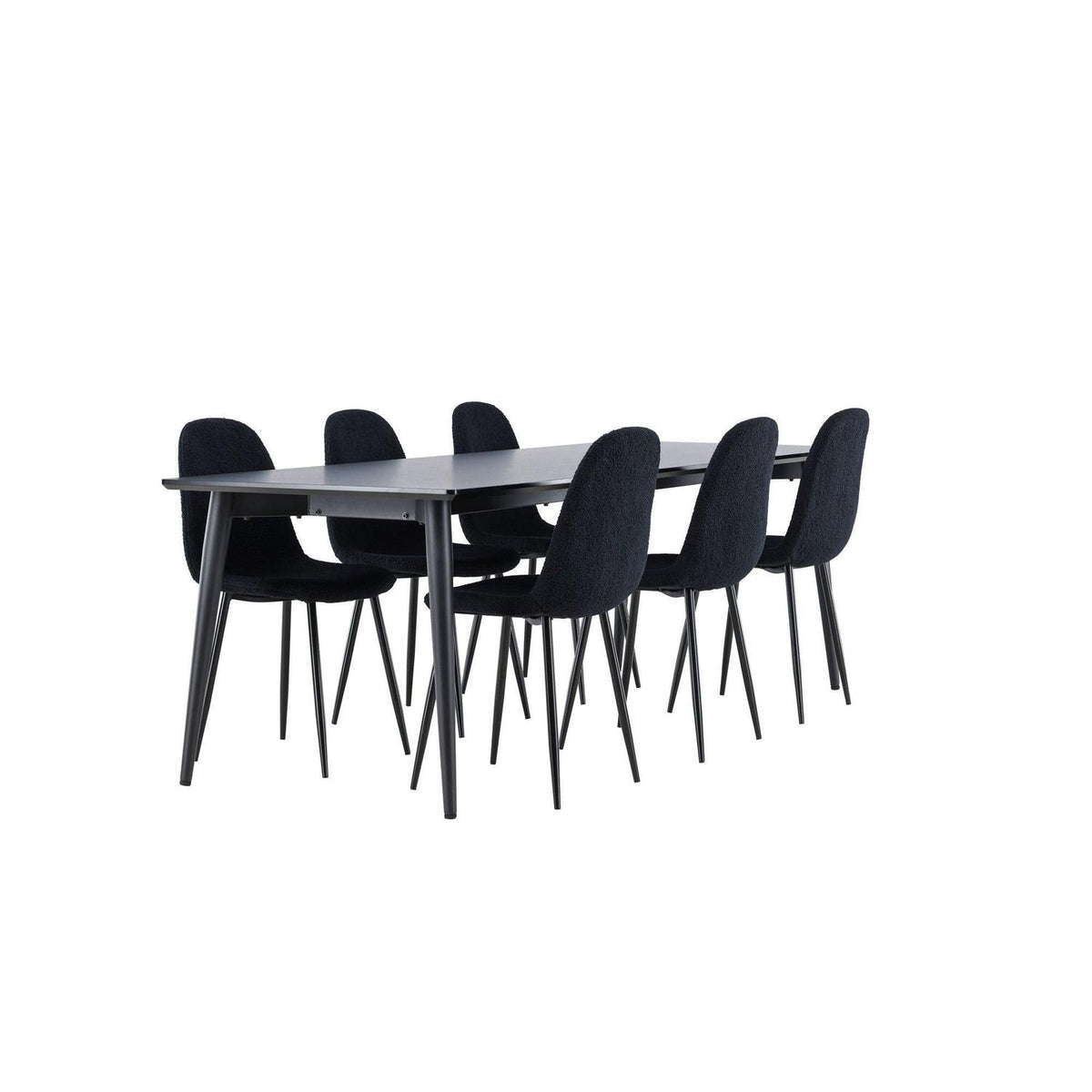 Essgruppe Esstisch Ellis 230*85cm mit Stühlen Polar aus Teddy-Boucle-Essgruppen Rechteckig-Venture Home-le canapé
