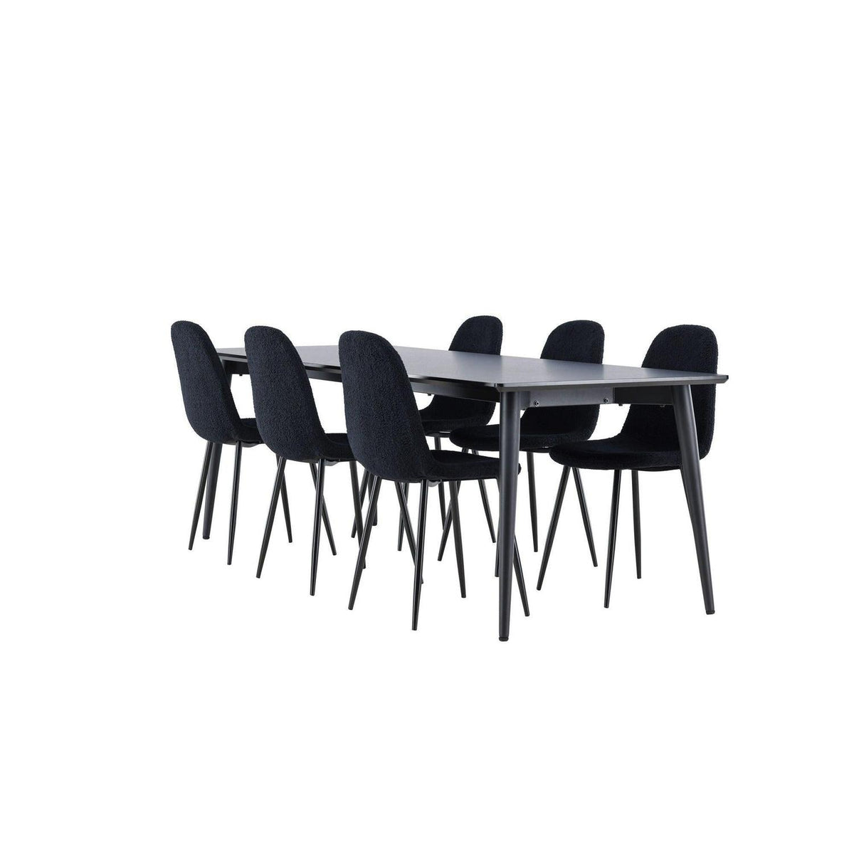Essgruppe Esstisch Ellis 230*85cm mit Stühlen Polar aus Teddy-Boucle-Essgruppen Rechteckig-Venture Home-le canapé