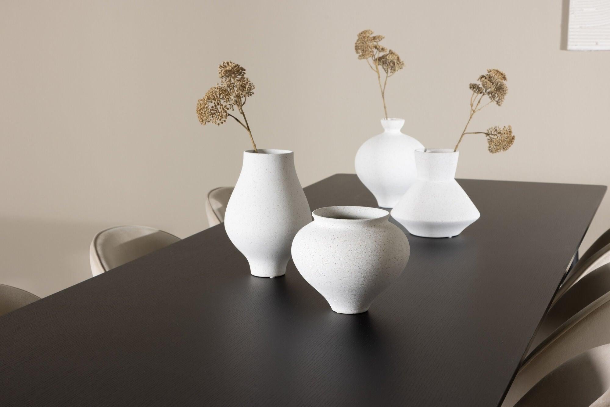 Essgruppe Esstisch Ellis 230*85cm mit Stühlen Velvet aus Samt - Schwarz/Beige-Essgruppe Rechteckig-Venture Home-le canapé