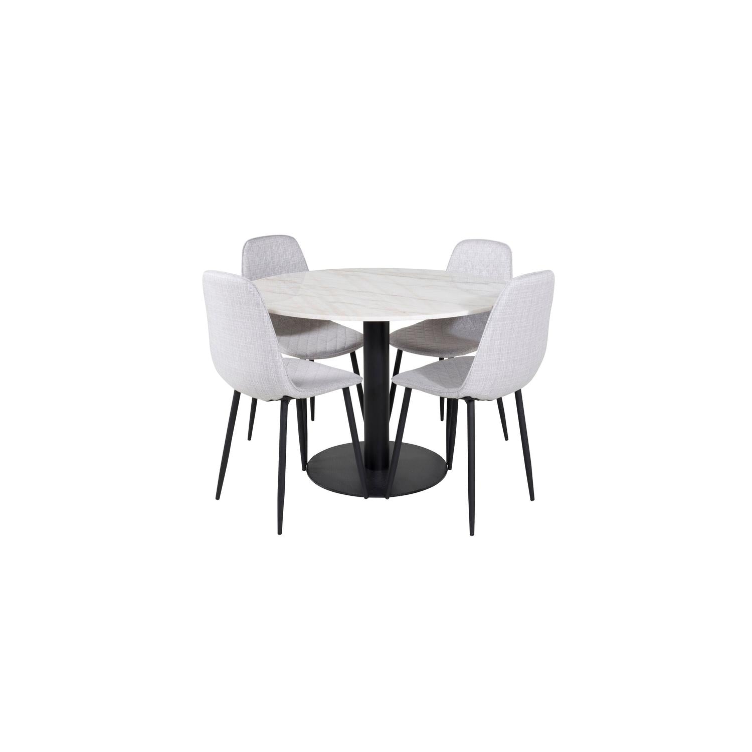 Essgruppe Esstisch Estelle ⌀106cm mit Stühlen Polar - Grau-Essgruppen-Venture Home-le canapé