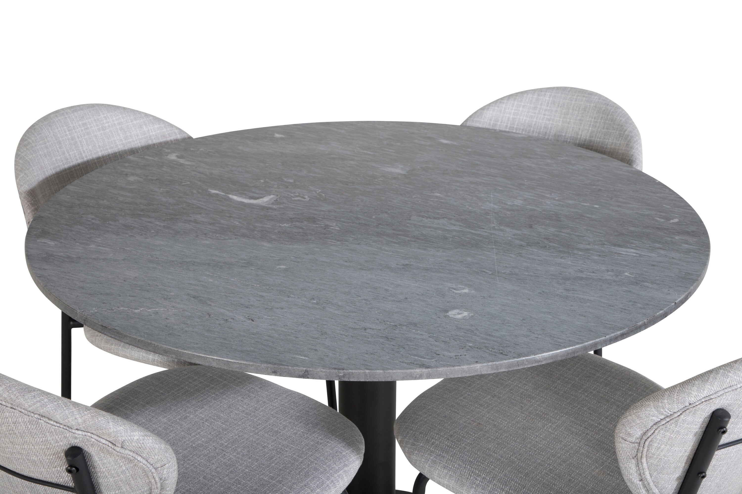 Essgruppe Esstisch Estelle ⌀106cm mit Stühlen Vault - Grau-Essgruppen-Venture Home-le canapé