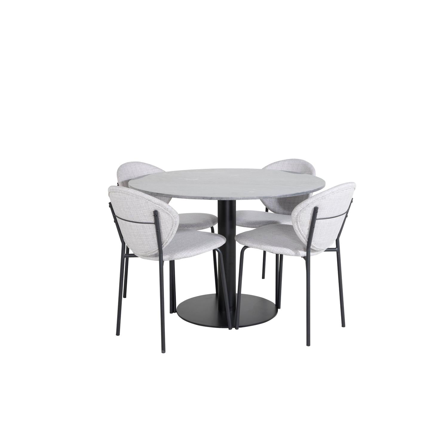 Essgruppe Esstisch Estelle ⌀106cm mit Stühlen Vault - Grau-Essgruppen-Venture Home-le canapé