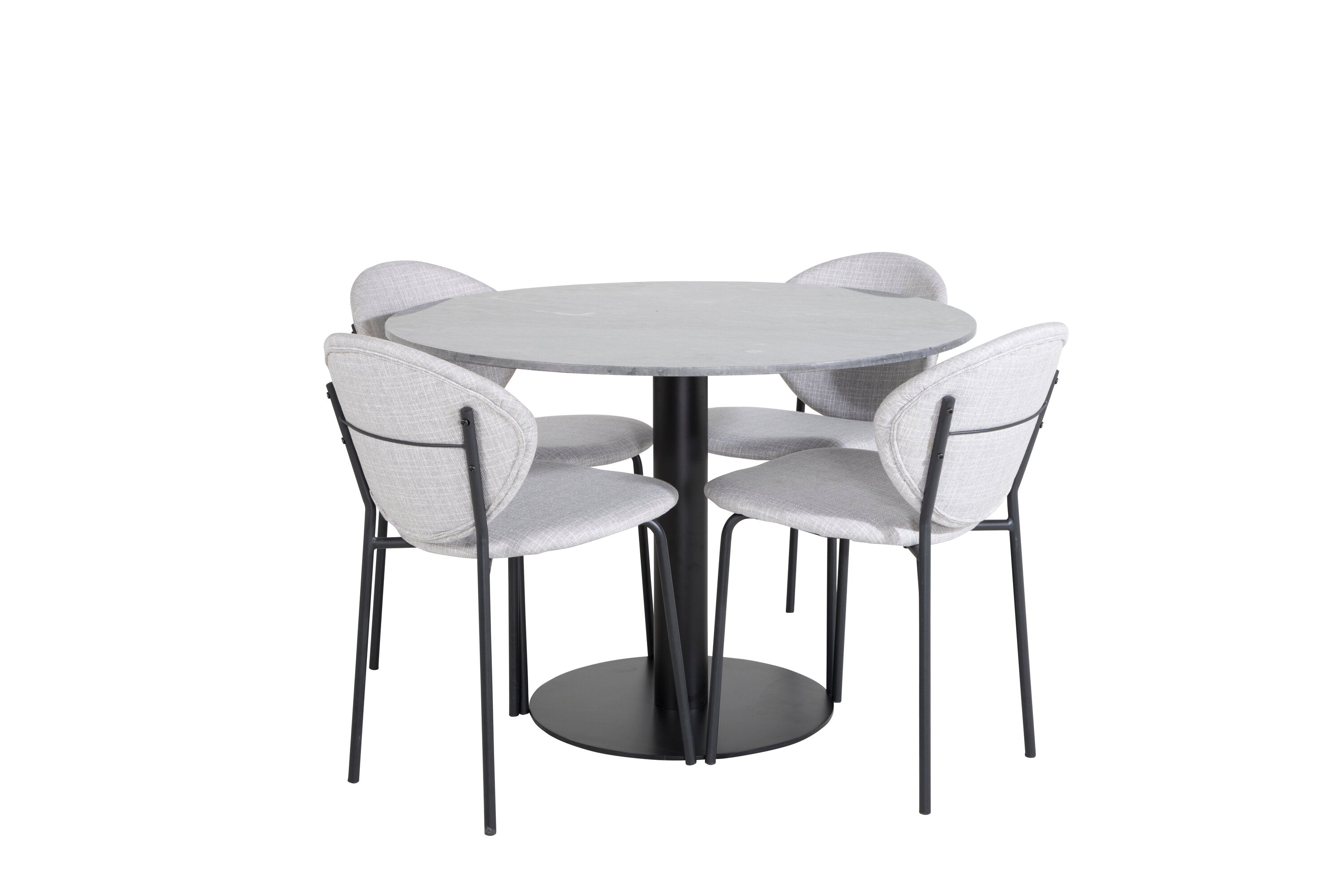 Essgruppe Esstisch Estelle ⌀106cm mit Stühlen Vault - Grau-Essgruppen-Venture Home-le canapé