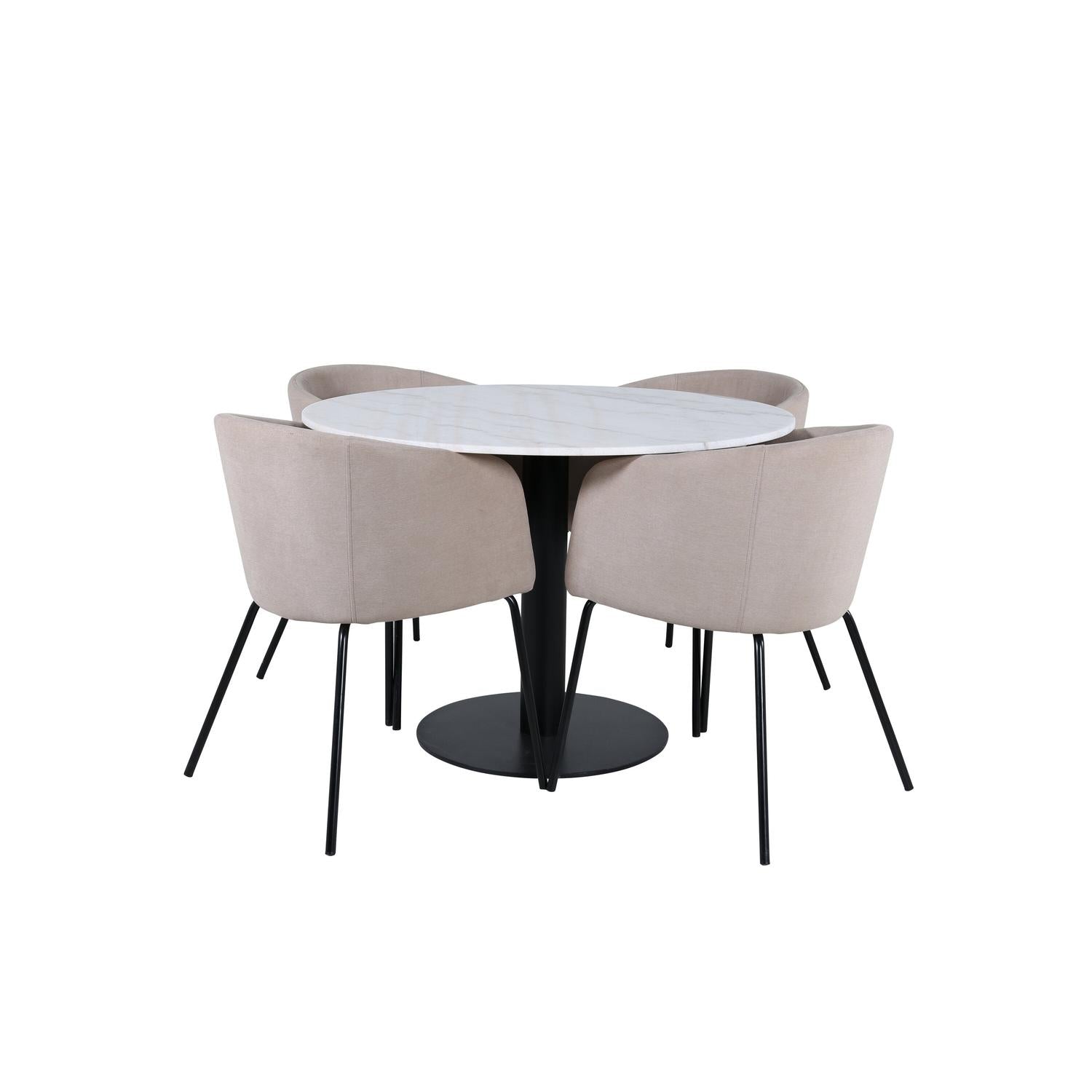 Essgruppe Esstisch Estelle mit Stühlen Berit - Beige-Essgruppen-Venture Home-le canapé