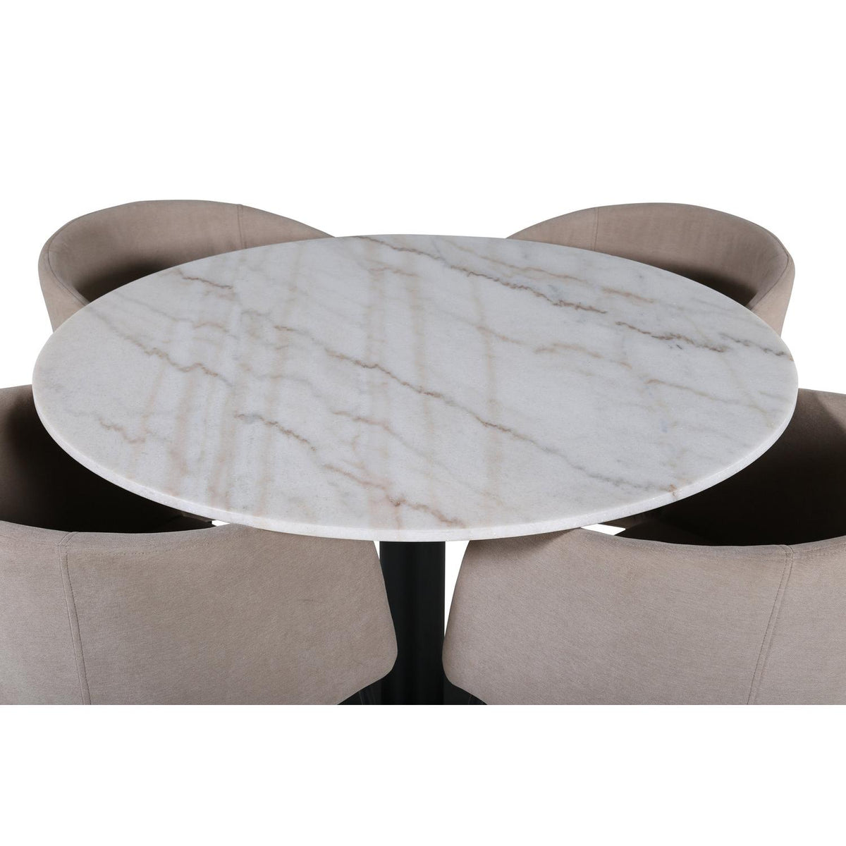 Essgruppe Esstisch Estelle Ø106cm mit Stühlen Berit aus Leinen-Essgruppen-Venture Home-le canapé
