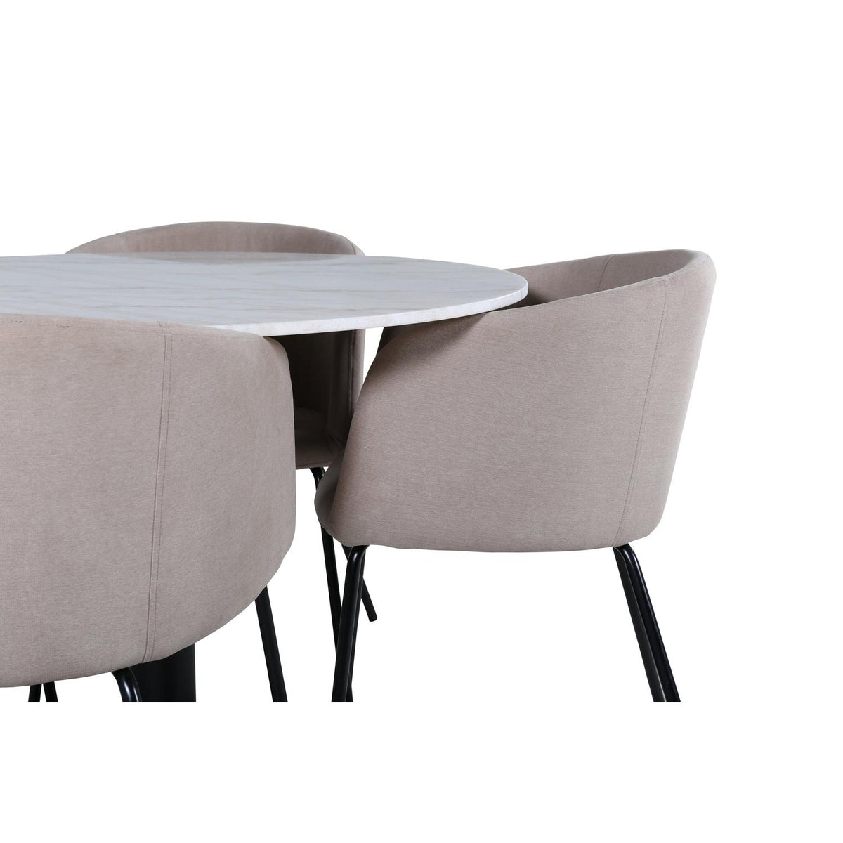Essgruppe Esstisch Estelle Ø106cm mit Stühlen Berit aus Leinen-Essgruppen-Venture Home-le canapé