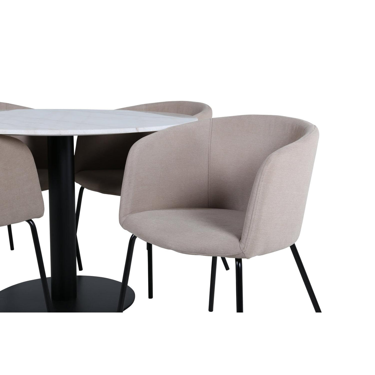Essgruppe Esstisch Estelle Ø106cm mit Stühlen Berit aus Leinen-Essgruppen-Venture Home-le canapé