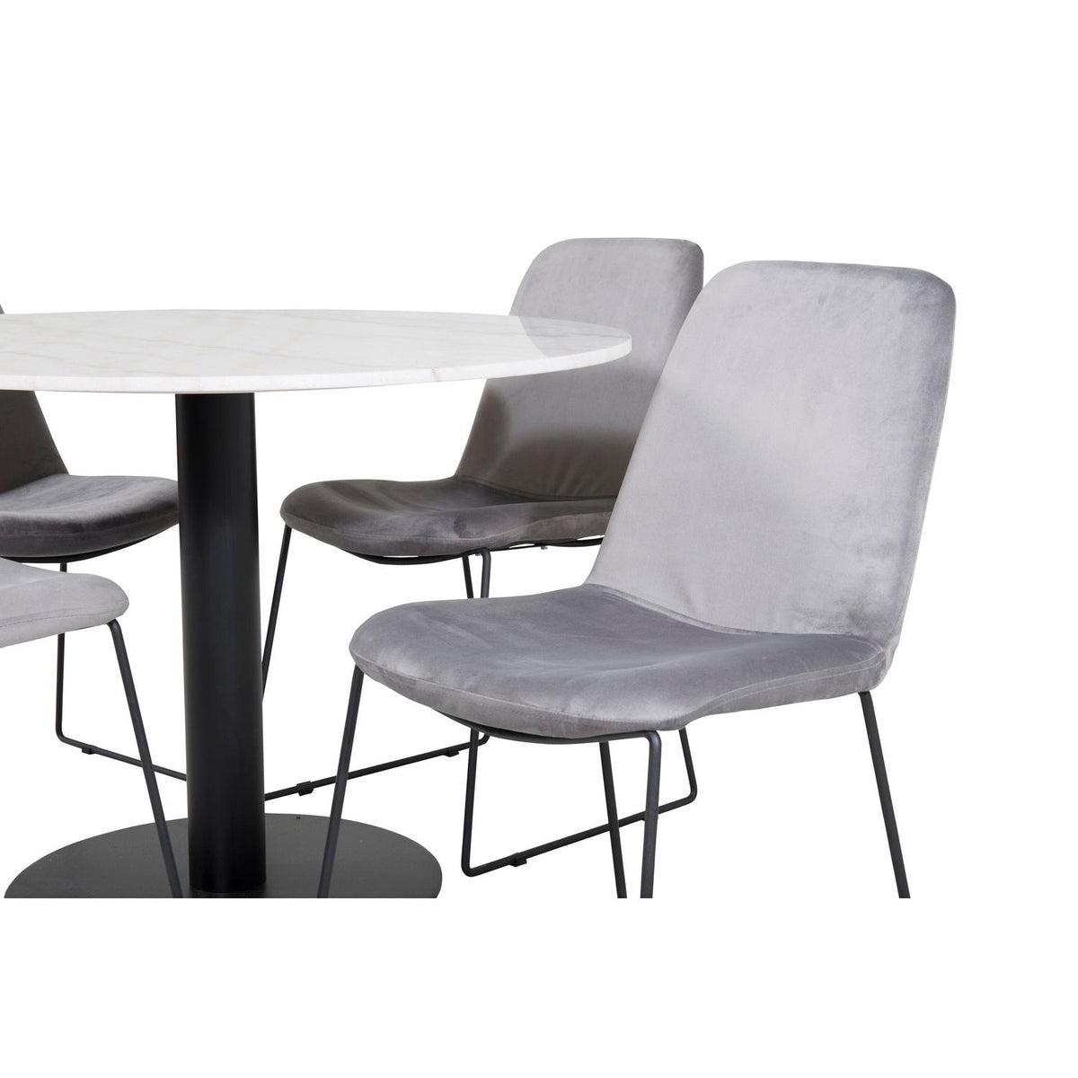Essgruppe Esstisch Estelle Ø106cm mit Stühlen Muce aus Samt-Essgruppen-Venture Home-le canapé