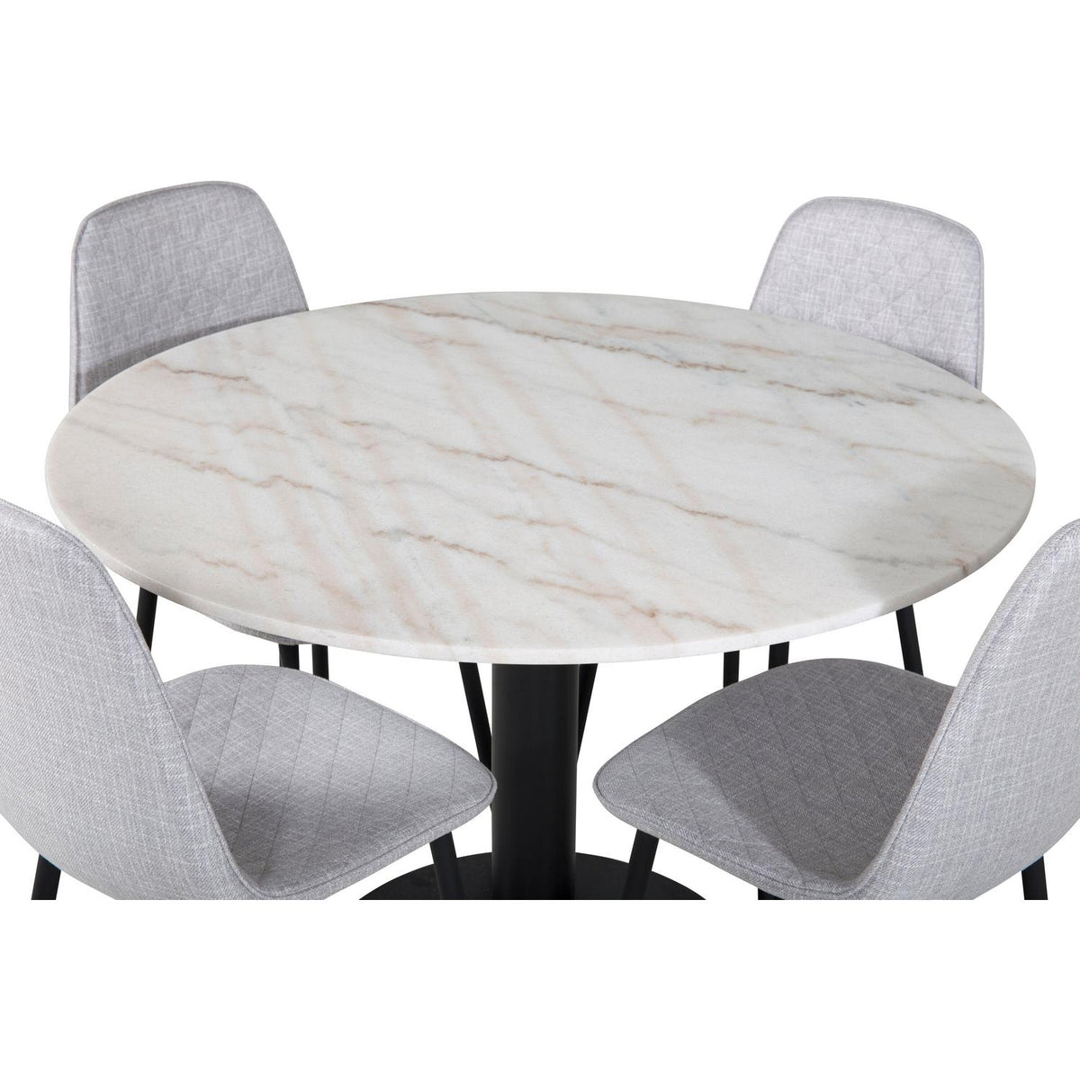 Essgruppe Esstisch Estelle Ø106cm mit Stühlen Polar-Essgruppen-Venture Home-le canapé