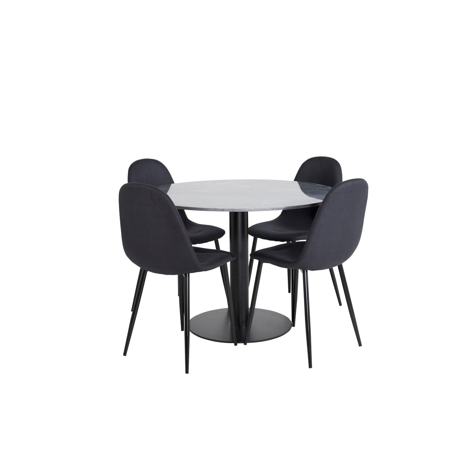 Essgruppe Esstisch Estelle Ø106cm mit Stühlen Polar - Schwarz-Essgruppen-Venture Home-le canapé