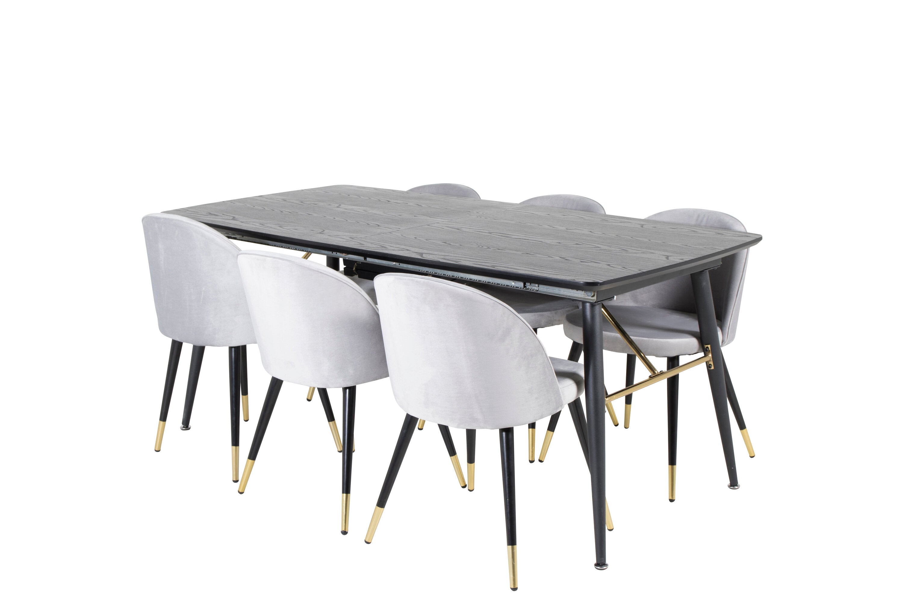 Essgruppe Esstisch Gold 180 x 85 mit Stühlen Grau - Grau-Essgruppen-Venture Home-le canapé