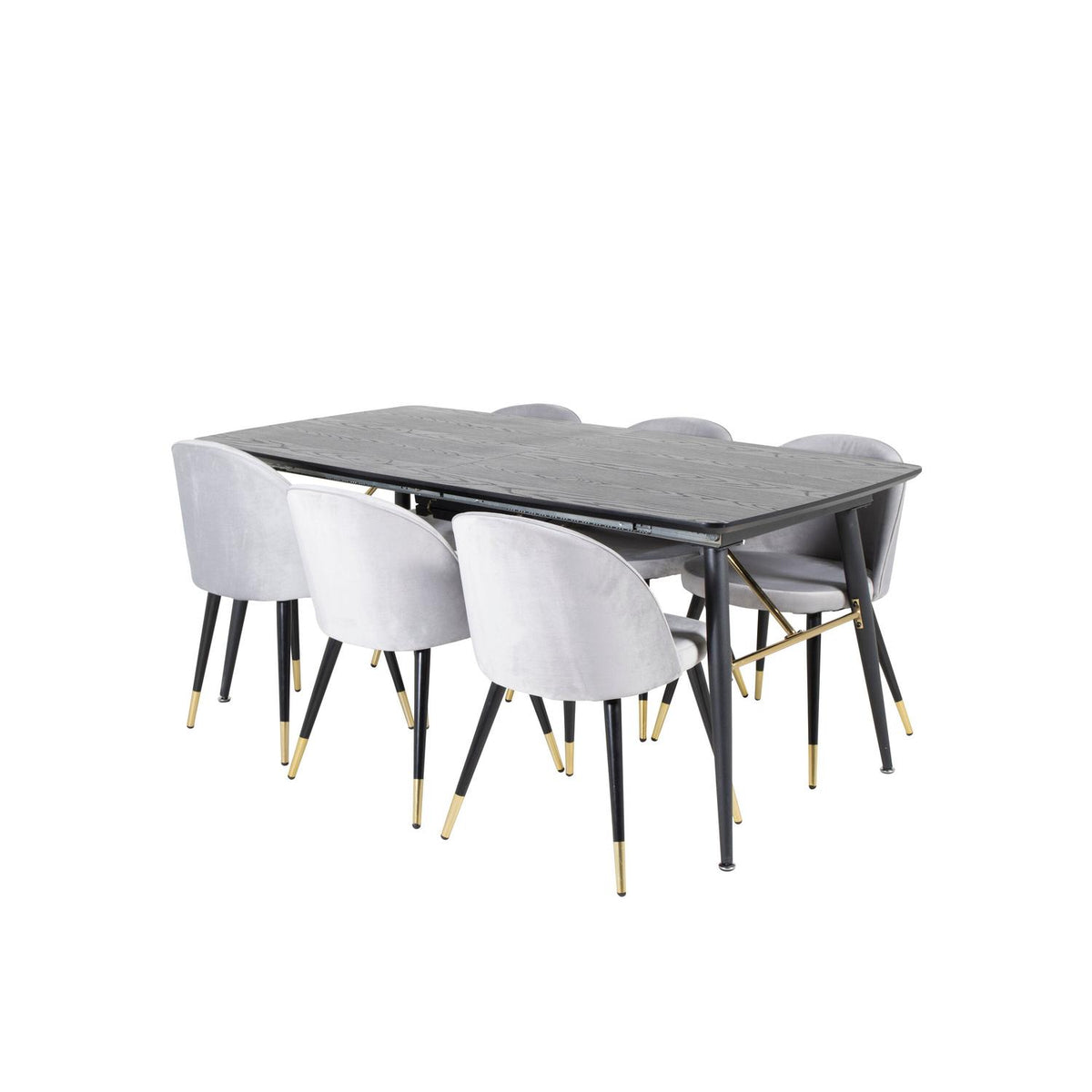 Essgruppe Esstisch Gold 180*85cm mit Stühlen Velvet aus Samt-Essgruppen-Venture Home-le canapé