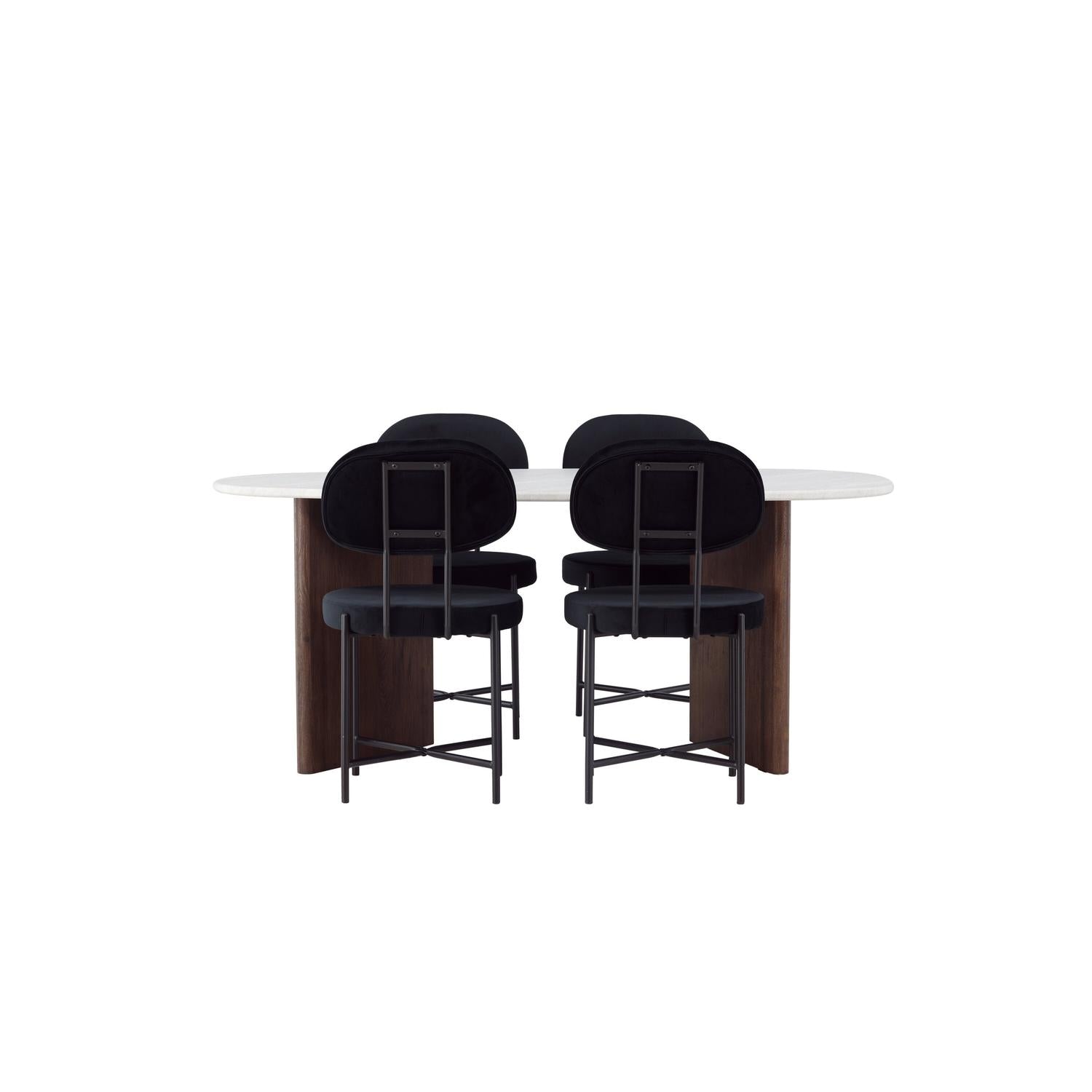 Essgruppe Esstisch Grönvik 180 x 90 mit Stühlen Stella - Schwarz-Essgruppen-Venture Home-le canapé