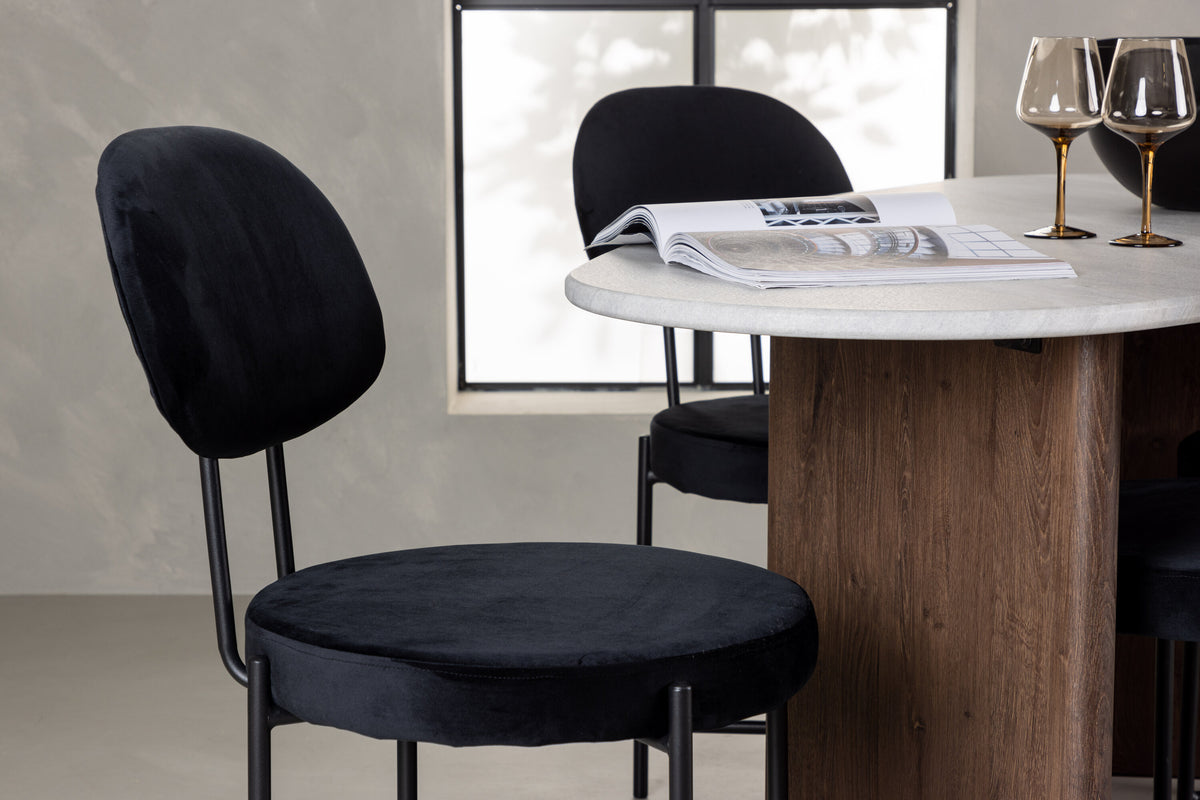 Essgruppe Esstisch Grönvik 180*90cm mit Stühlen Stella aus Samt-Essgruppen-Venture Home-le canapé