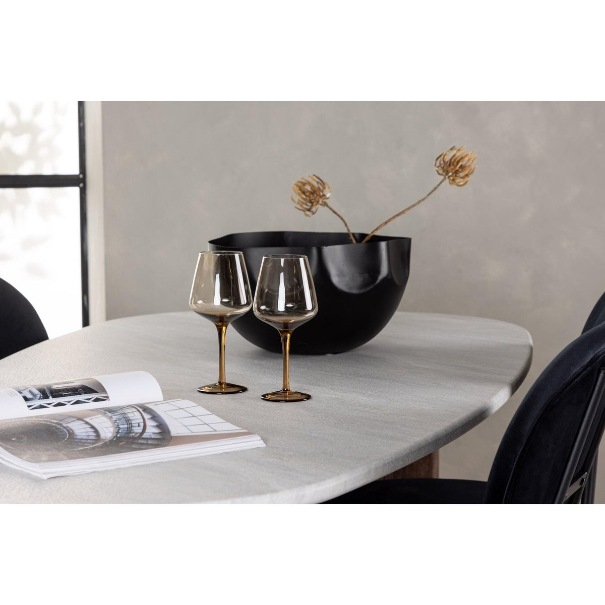 Essgruppe Esstisch Grönvik 180*90cm mit Stühlen Stella aus Samt-Essgruppen-Venture Home-le canapé