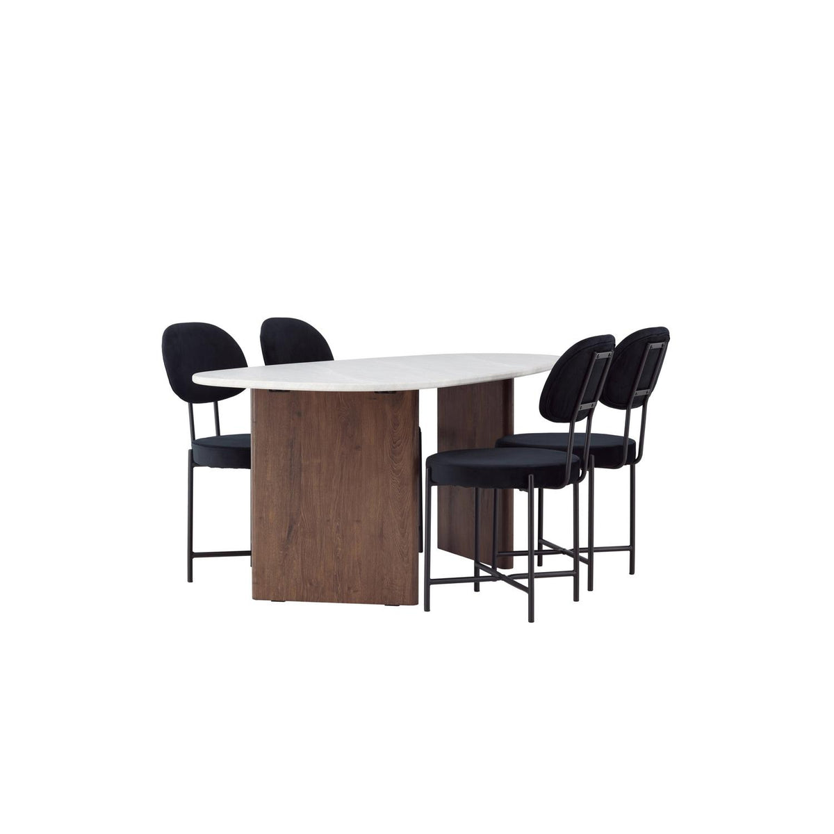 Essgruppe Esstisch Grönvik 180*90cm mit Stühlen Stella aus Samt-Essgruppen-Venture Home-le canapé