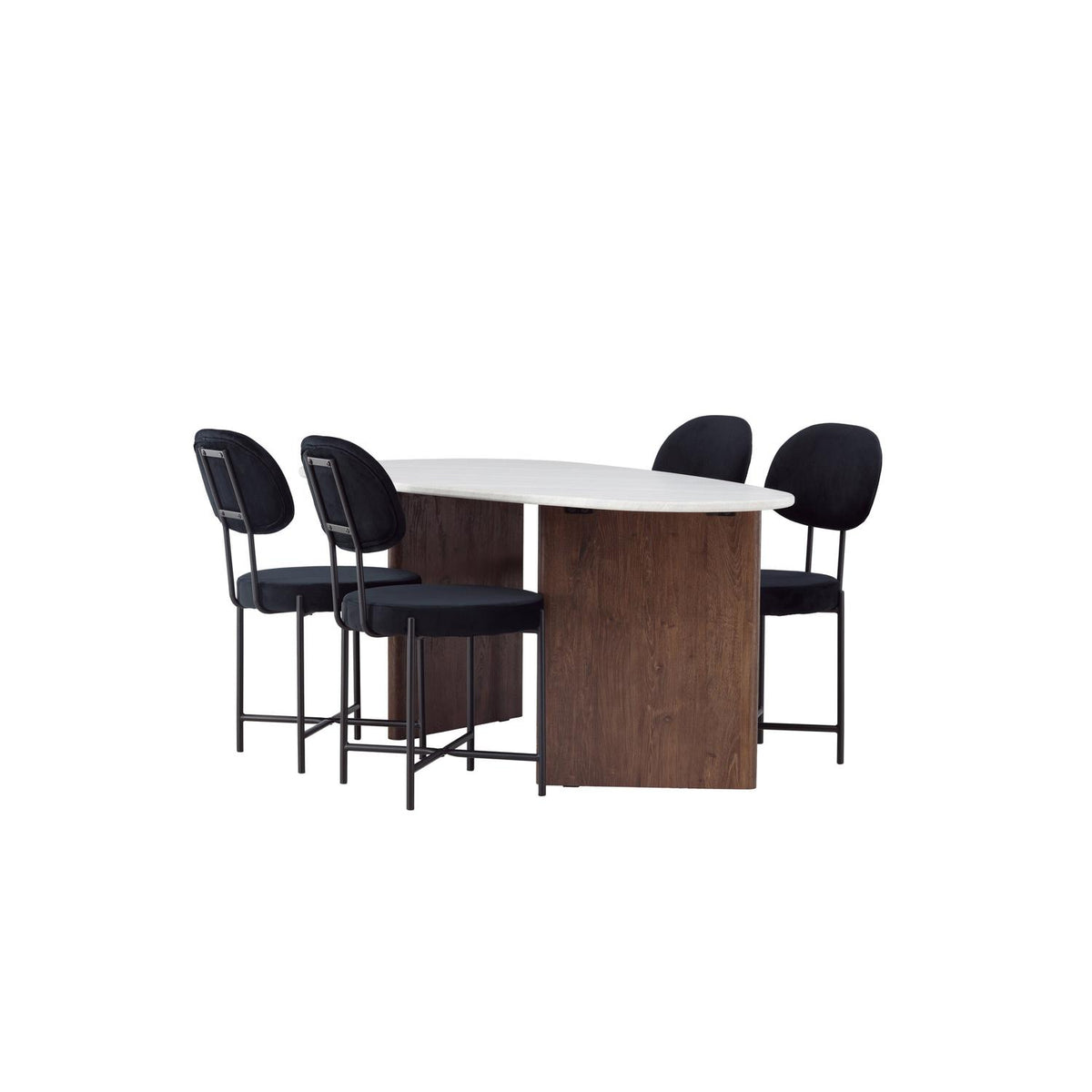 Essgruppe Esstisch Grönvik 180*90cm mit Stühlen Stella aus Samt-Essgruppen-Venture Home-le canapé