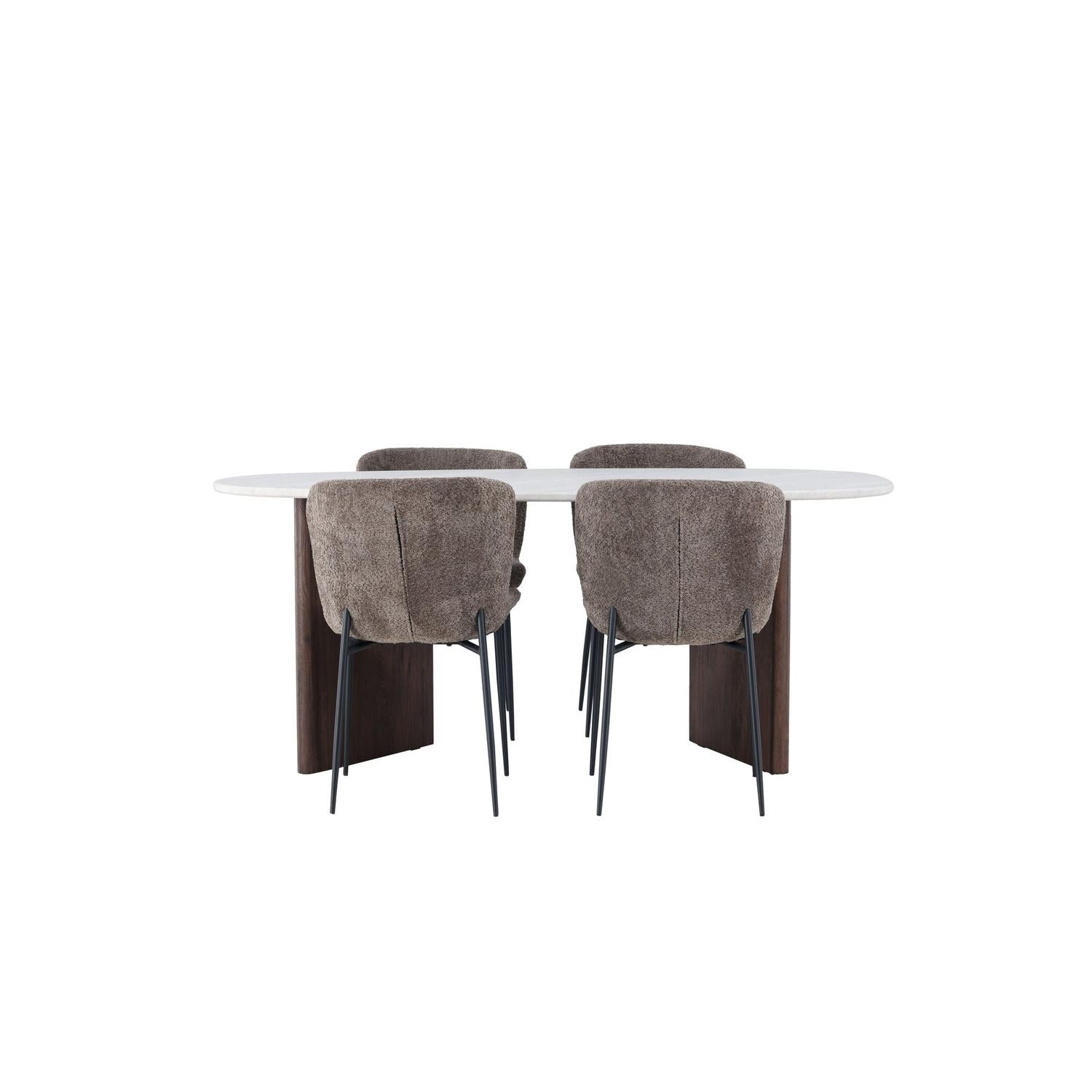Essgruppe Esstisch Grönvik Oval 180cm mit Stühlen Modesto - Hellgrau/Aschgrau-Essgruppen Oval-Venture Home-le canapé