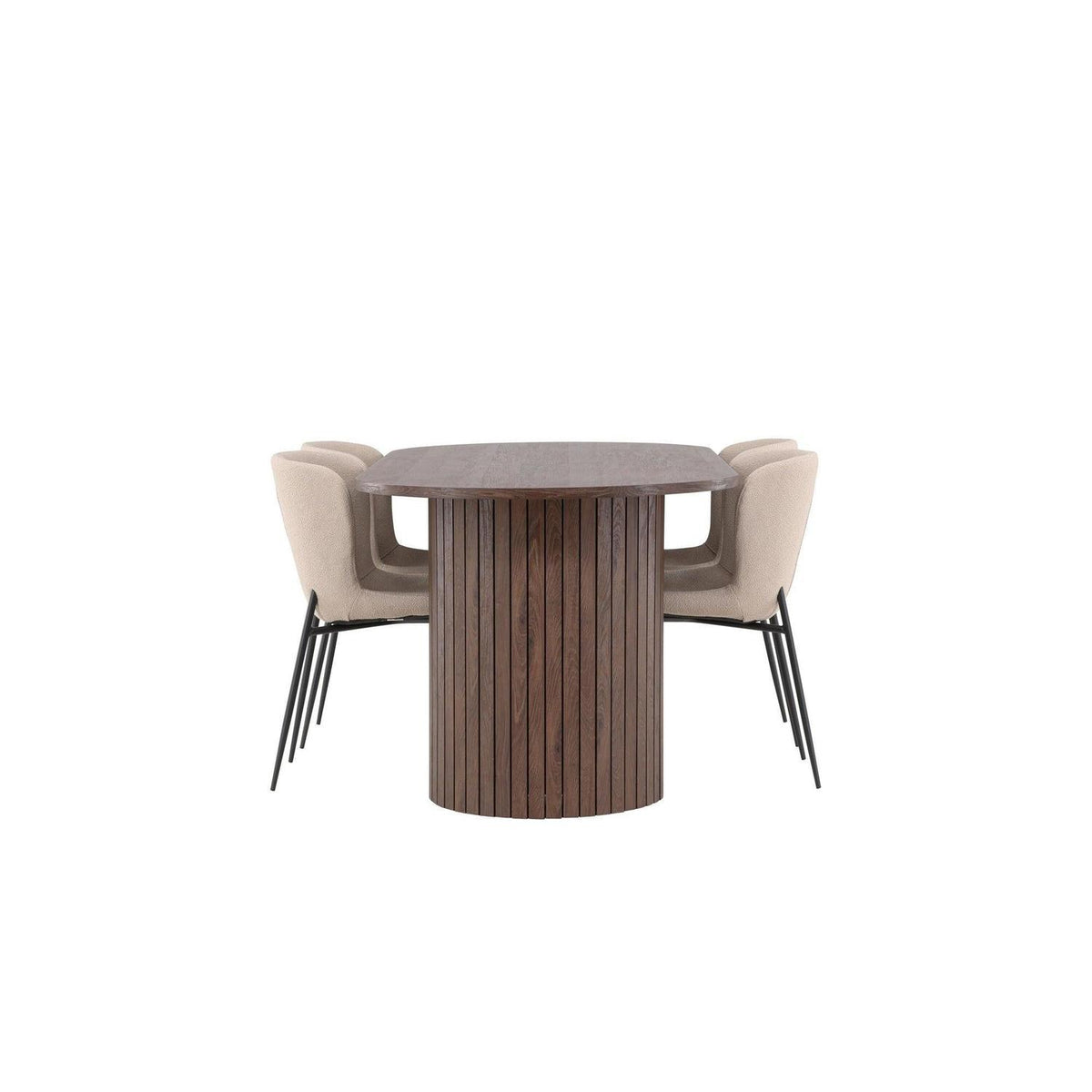 Essgruppe Esstisch Härön 200*90cm mit Stühlen Modesto aus Teddy-Boucle-Essgruppen Oval-Venture Home-le canapé