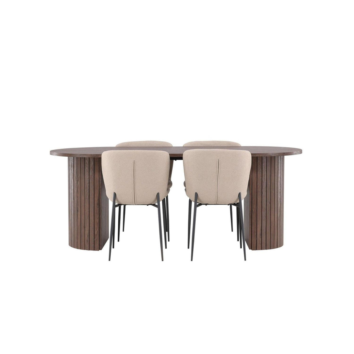 Essgruppe Esstisch Härön 200*90cm mit Stühlen Modesto aus Teddy-Boucle-Essgruppen Oval-Venture Home-le canapé