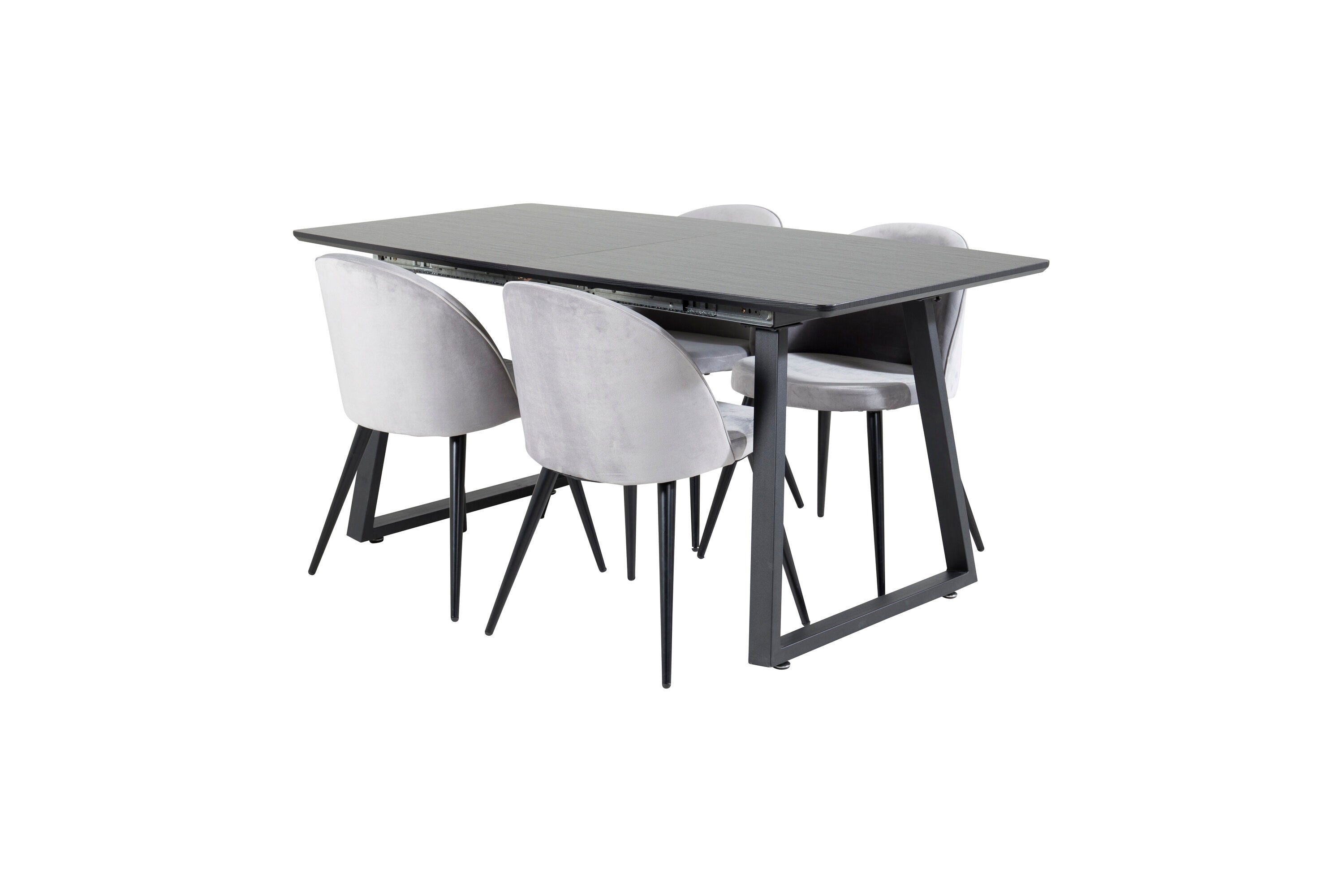 Essgruppe Esstisch Inca 160 x 85 cm mit Stühlen Samt - Grau-Essgruppen-Venture Home-le canapé