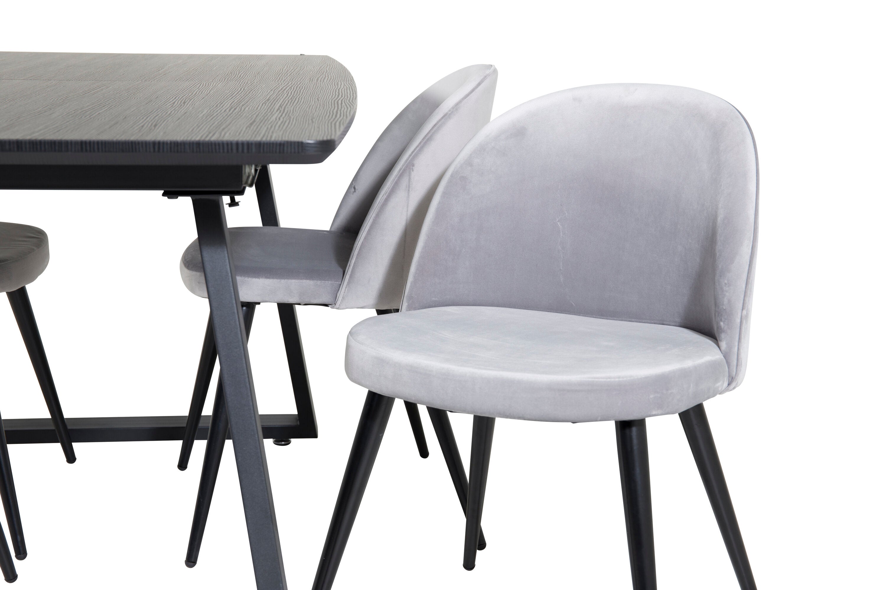 Essgruppe Esstisch Inca 160 x 85 cm mit Stühlen Samt - Grau-Essgruppen-Venture Home-le canapé