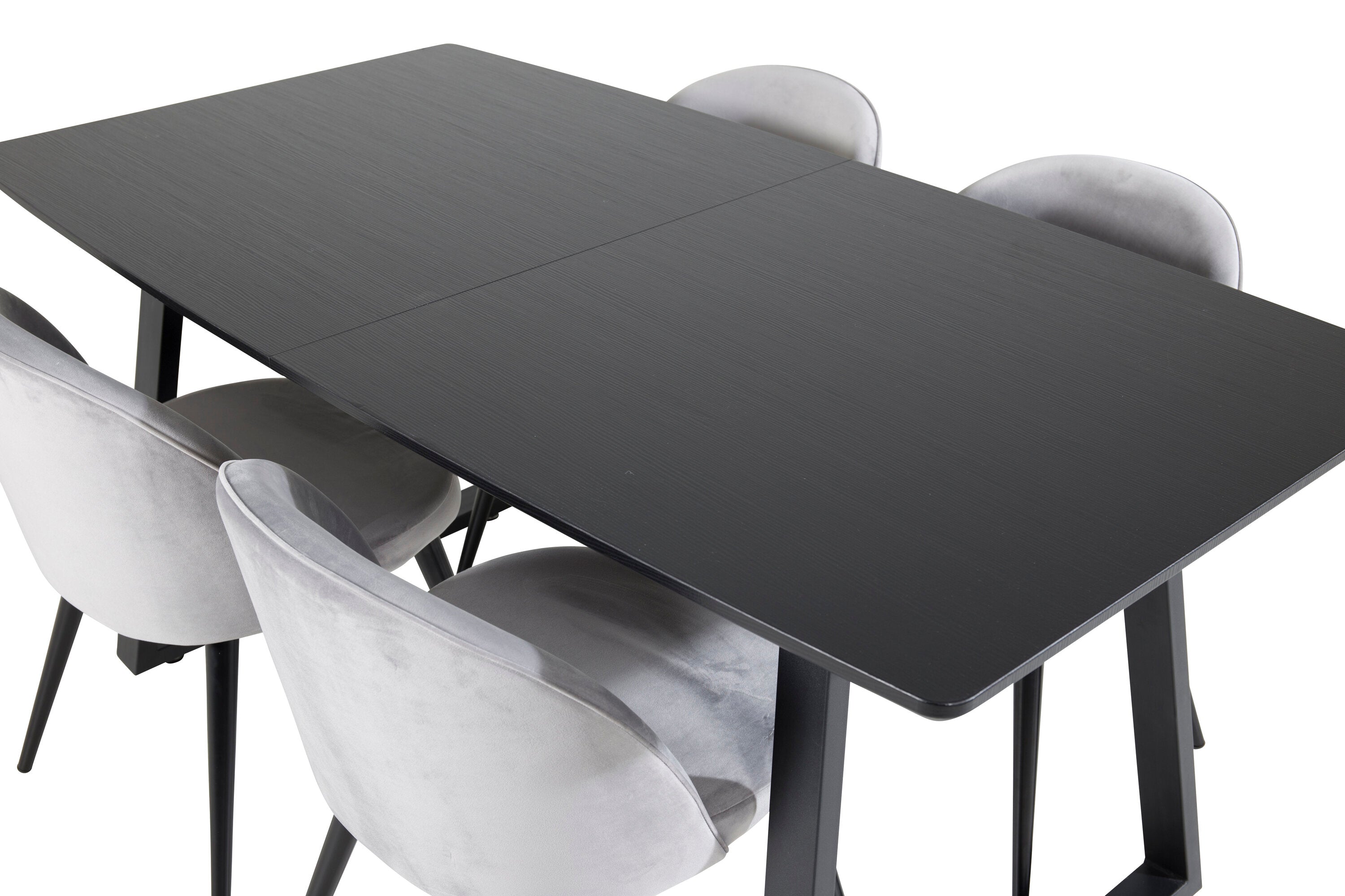 Essgruppe Esstisch Inca 160 x 85 cm mit Stühlen Samt - Grau-Essgruppen-Venture Home-le canapé