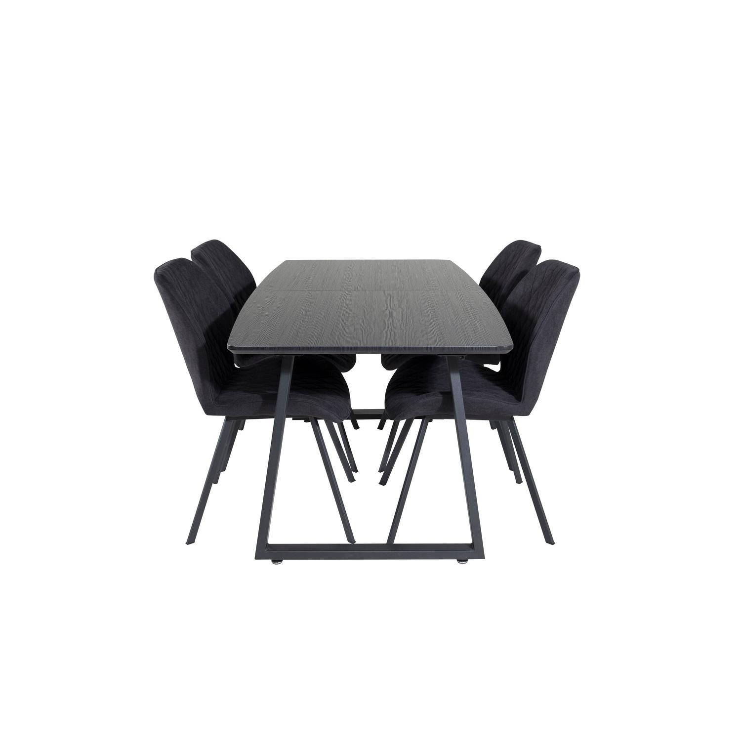 Essgruppe Esstisch Inca 160 x 85 mit Stühlen Gemma - Schwarz-Essgruppen-Venture Home-le canapé