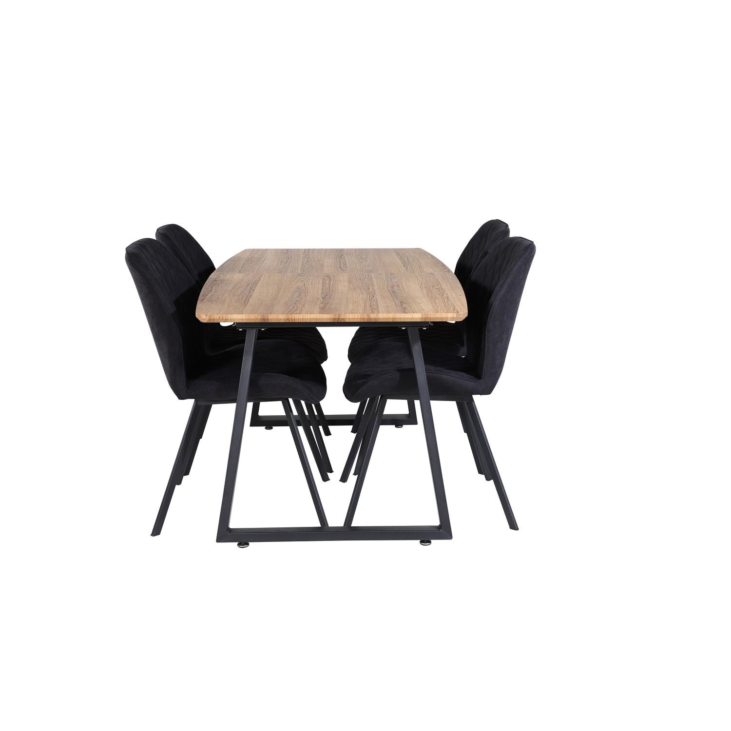 Essgruppe Esstisch Inca 160 x 85cm mit Stühlen Gemma - Schwarz-Essgruppen-Venture Home-le canapé