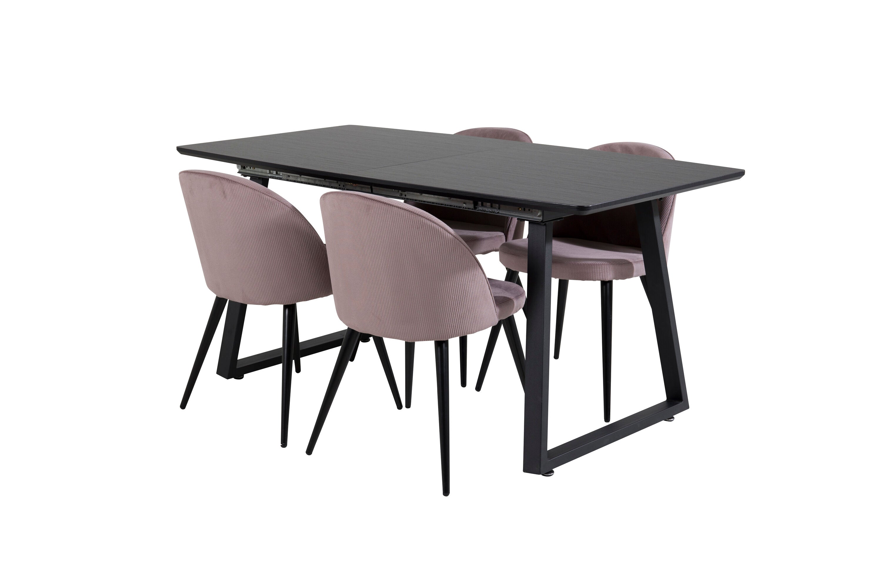 Essgruppe Esstisch Inca 160 x 85cm mit Stühlen Samt - Schwarz-Essgruppen-Venture Home-le canapé