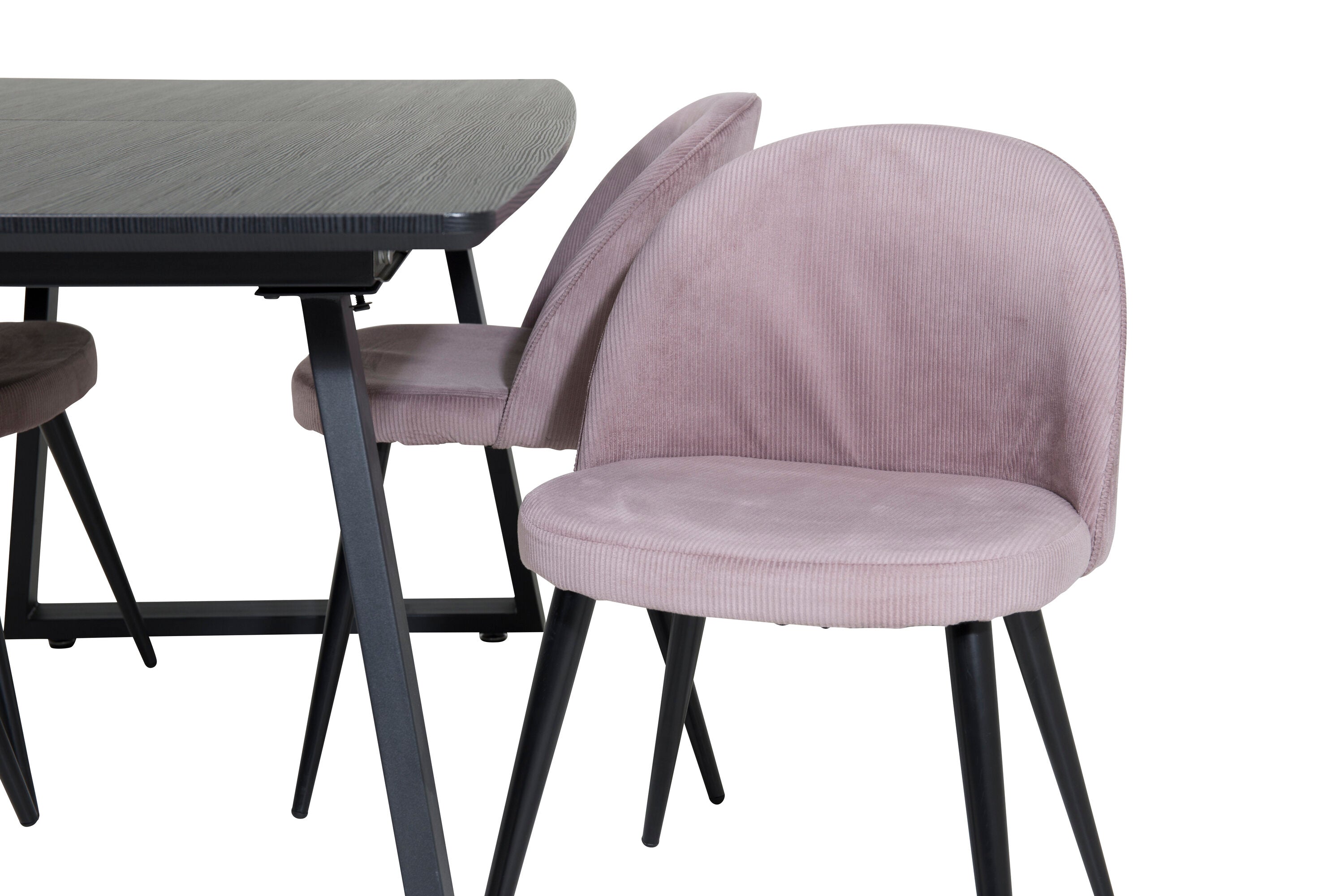 Essgruppe Esstisch Inca 160 x 85cm mit Stühlen Samt - Schwarz-Essgruppen-Venture Home-le canapé