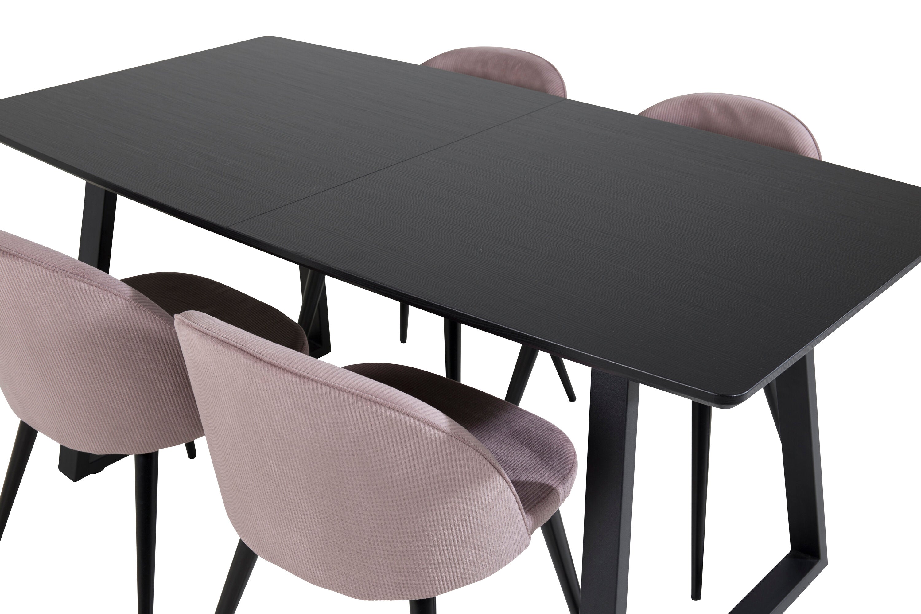 Essgruppe Esstisch Inca 160 x 85cm mit Stühlen Samt - Schwarz-Essgruppen-Venture Home-le canapé