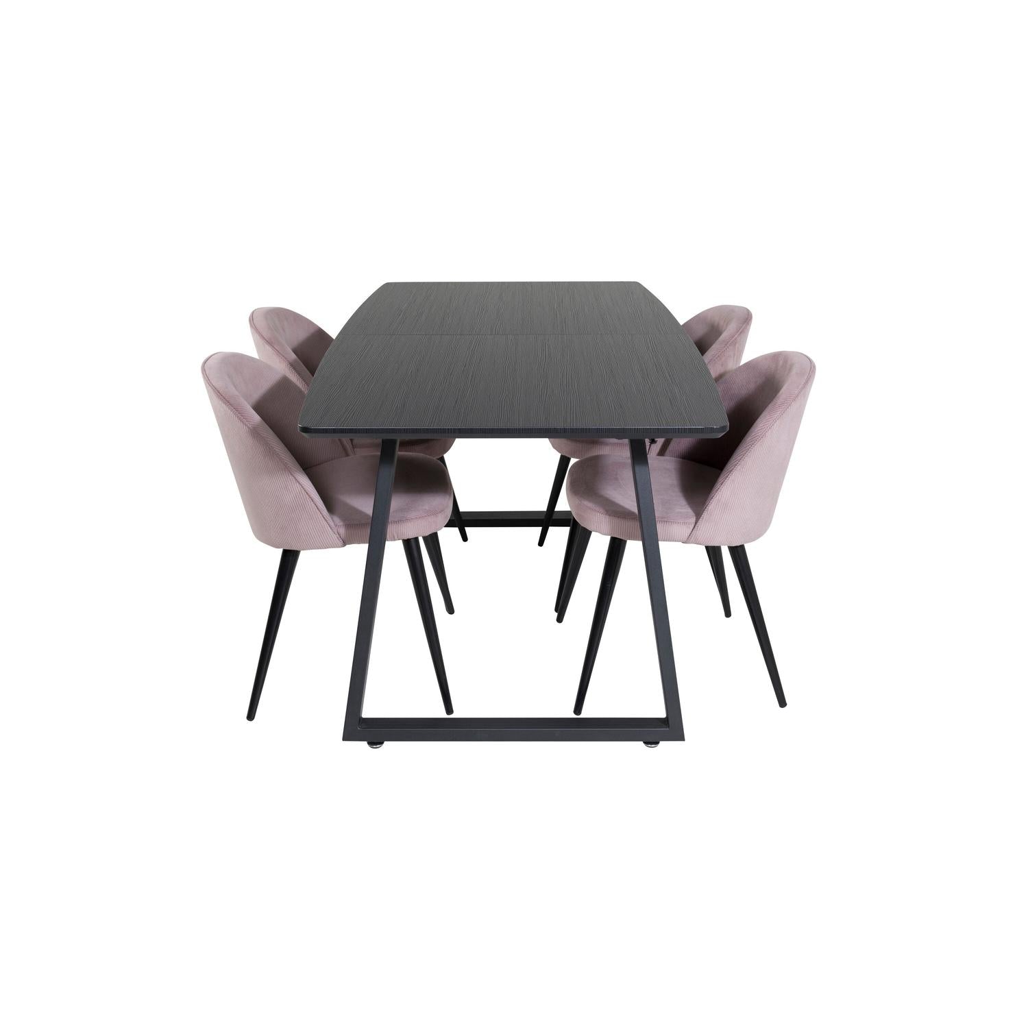 Essgruppe Esstisch Inca 160 x 85cm mit Stühlen Samt - Schwarz-Essgruppen-Venture Home-le canapé