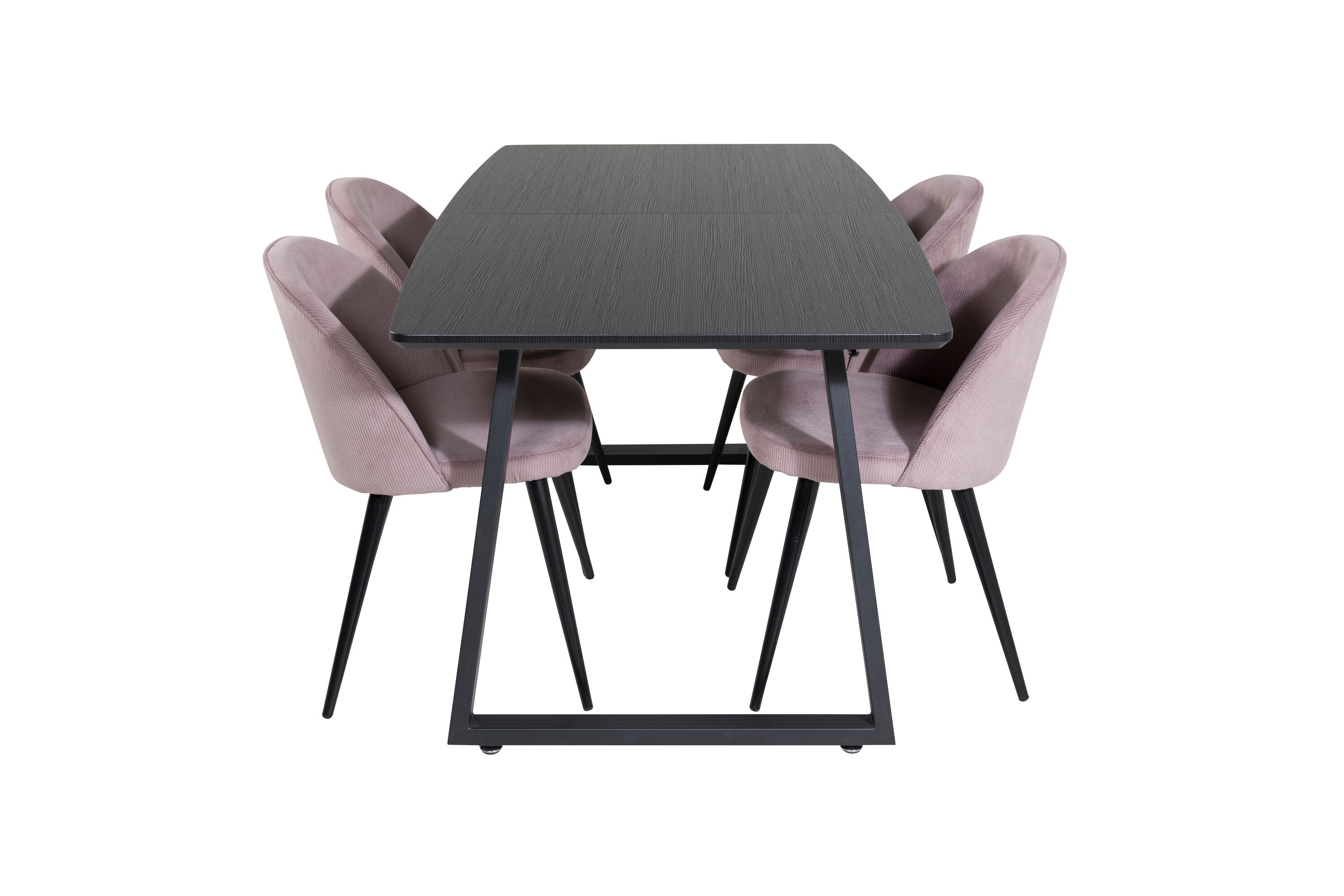 Essgruppe Esstisch Inca 160 x 85cm mit Stühlen Samt - Schwarz-Essgruppen-Venture Home-le canapé