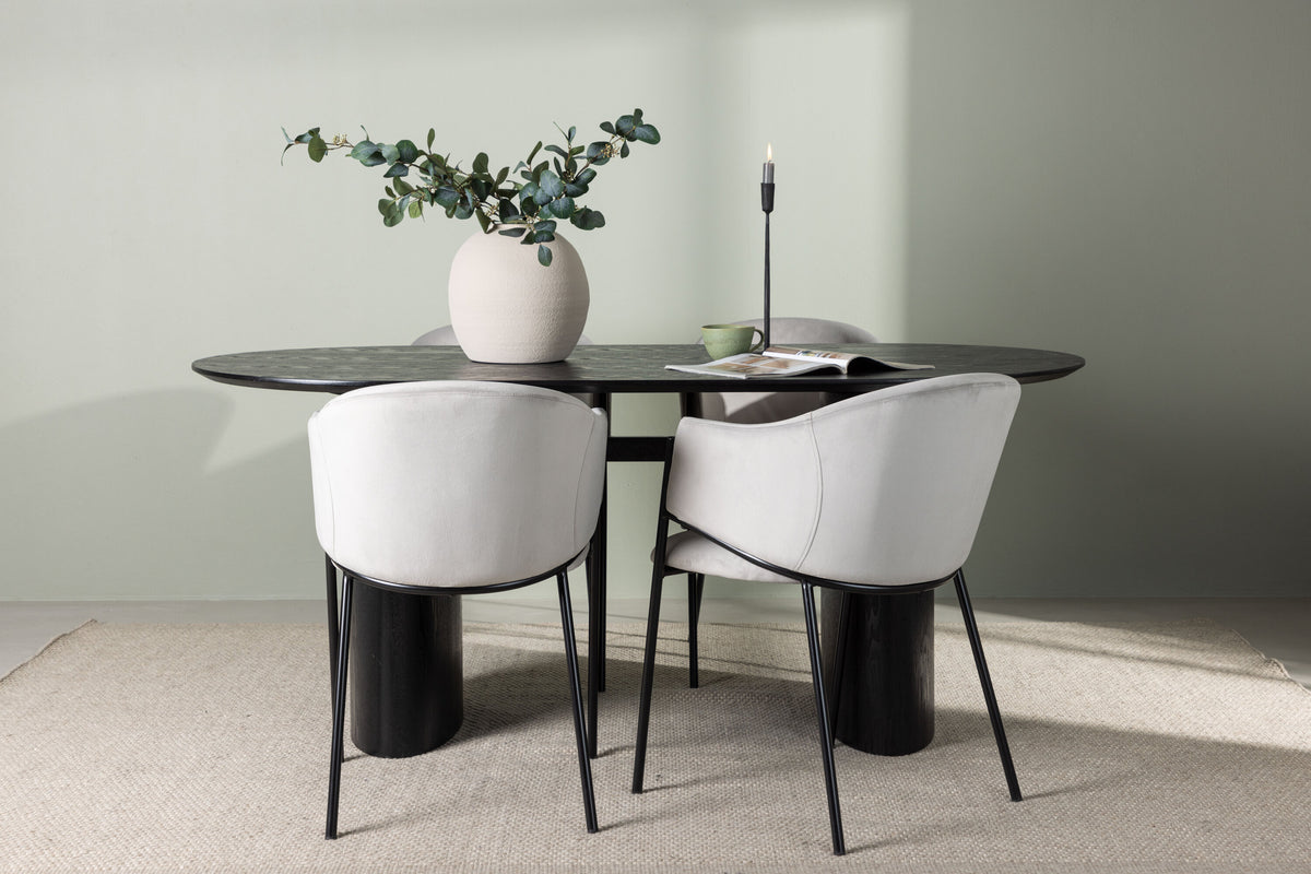 Essgruppe Esstisch Isolde 180 x 90 mit Stühlen Evelina - Grau-Essgruppen-Venture Home-le canapé