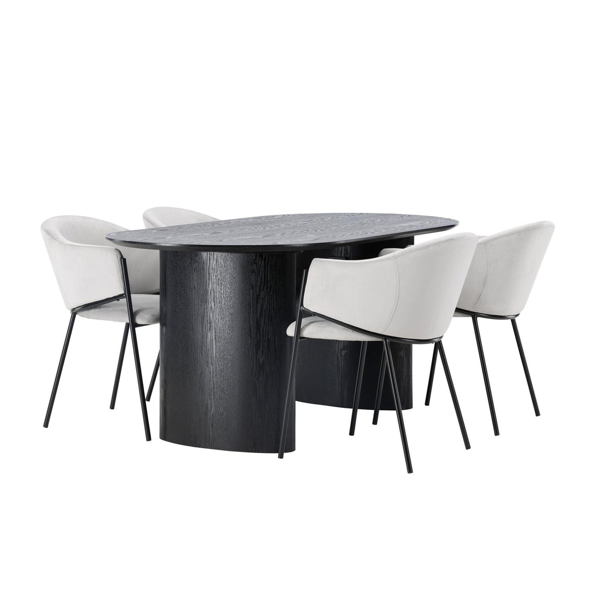 Essgruppe Esstisch Isolde 180 x 90 mit Stühlen Evelina - Grau-Essgruppen-Venture Home-le canapé