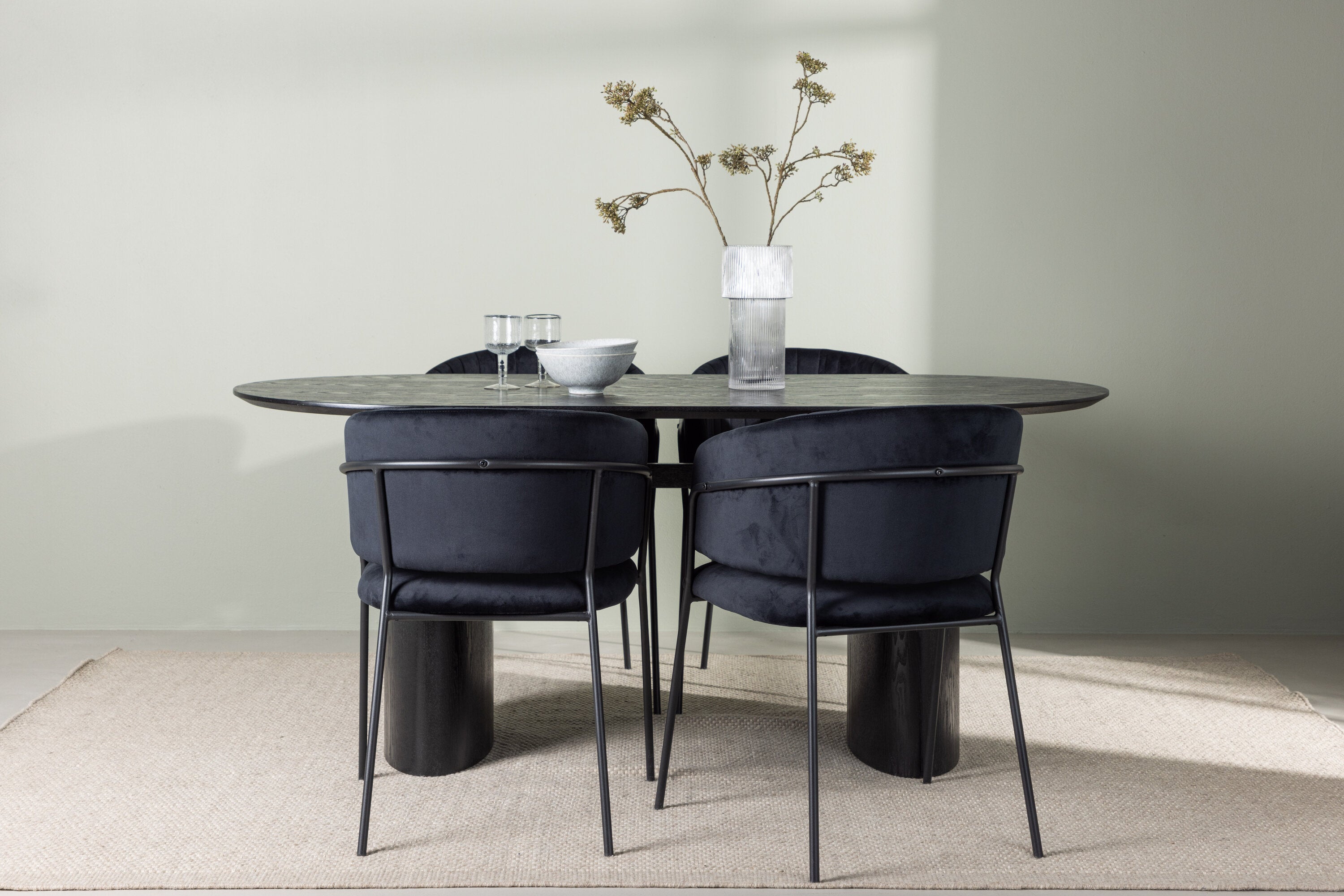 Essgruppe Esstisch Isolde 180 x 90cm mit Stühlen Selma - Schwarz-Essgruppen-Venture Home-le canapé