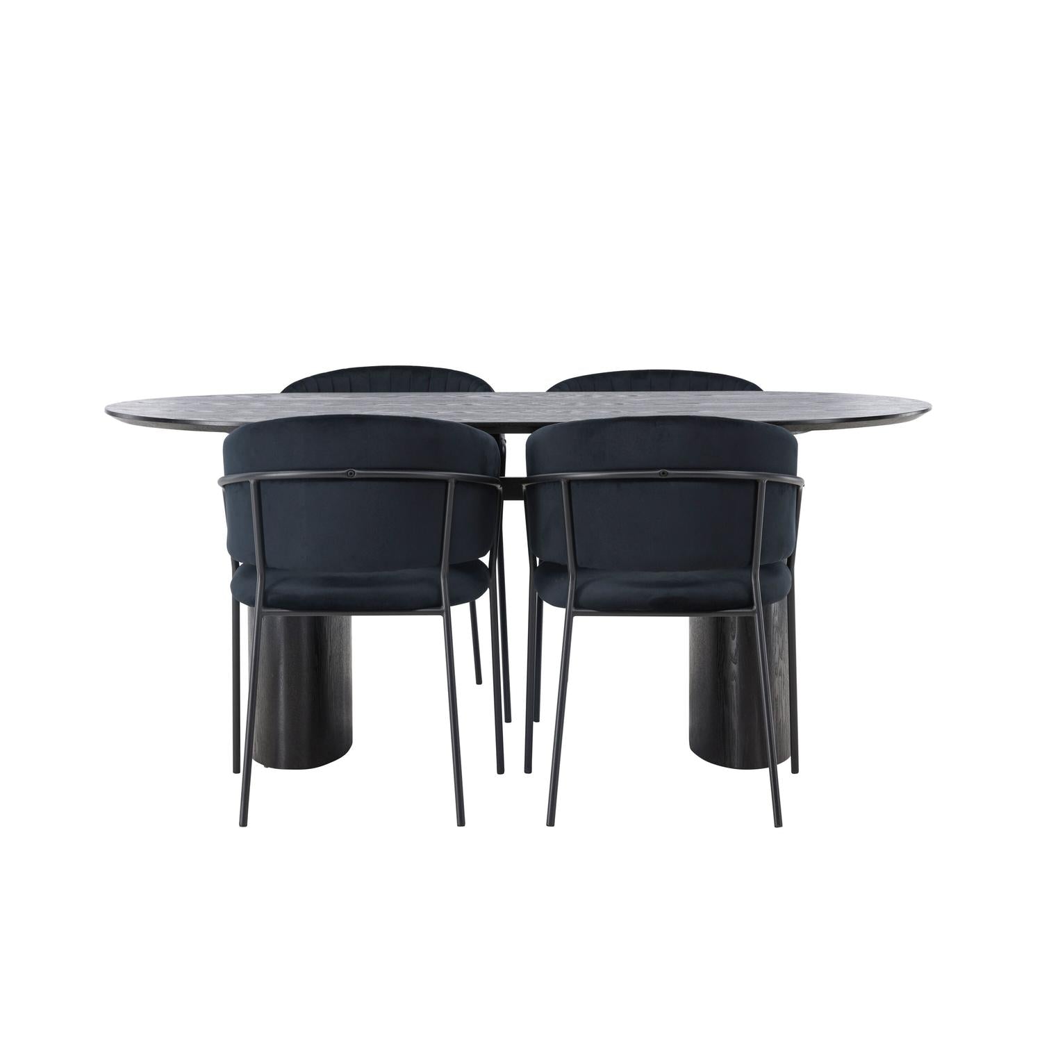 Essgruppe Esstisch Isolde 180 x 90cm mit Stühlen Selma - Schwarz-Essgruppen-Venture Home-le canapé