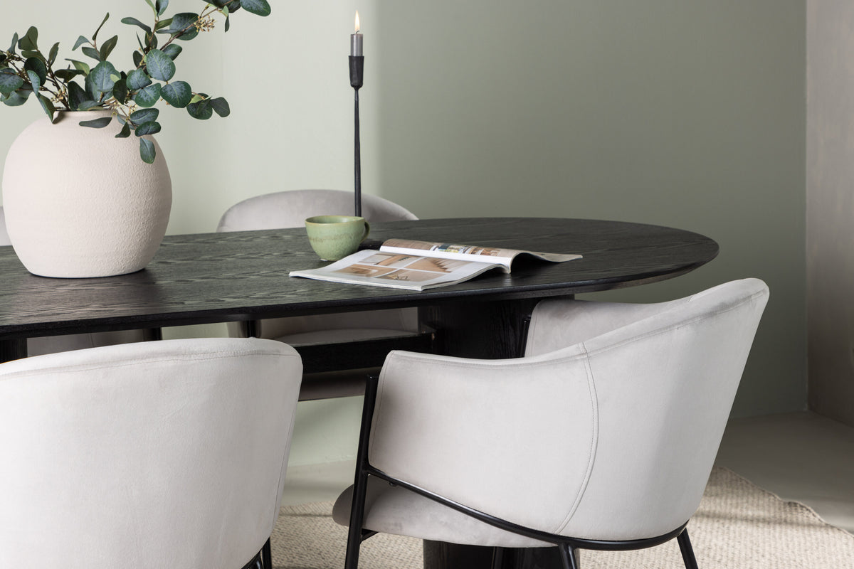 Essgruppe Esstisch Isolde 180*90cm mit Stühlen Evelina aus Samt-Essgruppen-Venture Home-le canapé