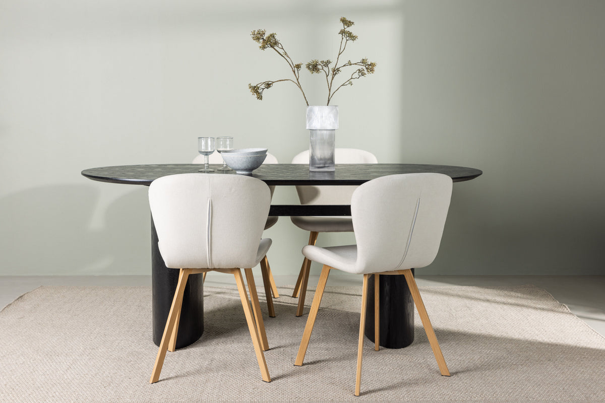Essgruppe Esstisch Isolde 180*90cm mit Stühlen Lilja aus Leinen-Essgruppen-Venture Home-le canapé