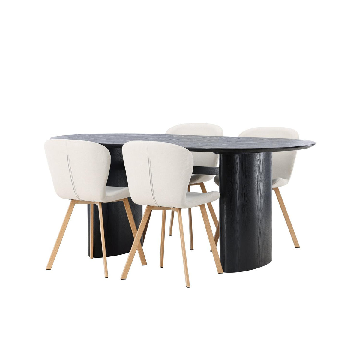 Essgruppe Esstisch Isolde 180*90cm mit Stühlen Lilja aus Leinen-Essgruppen-Venture Home-le canapé