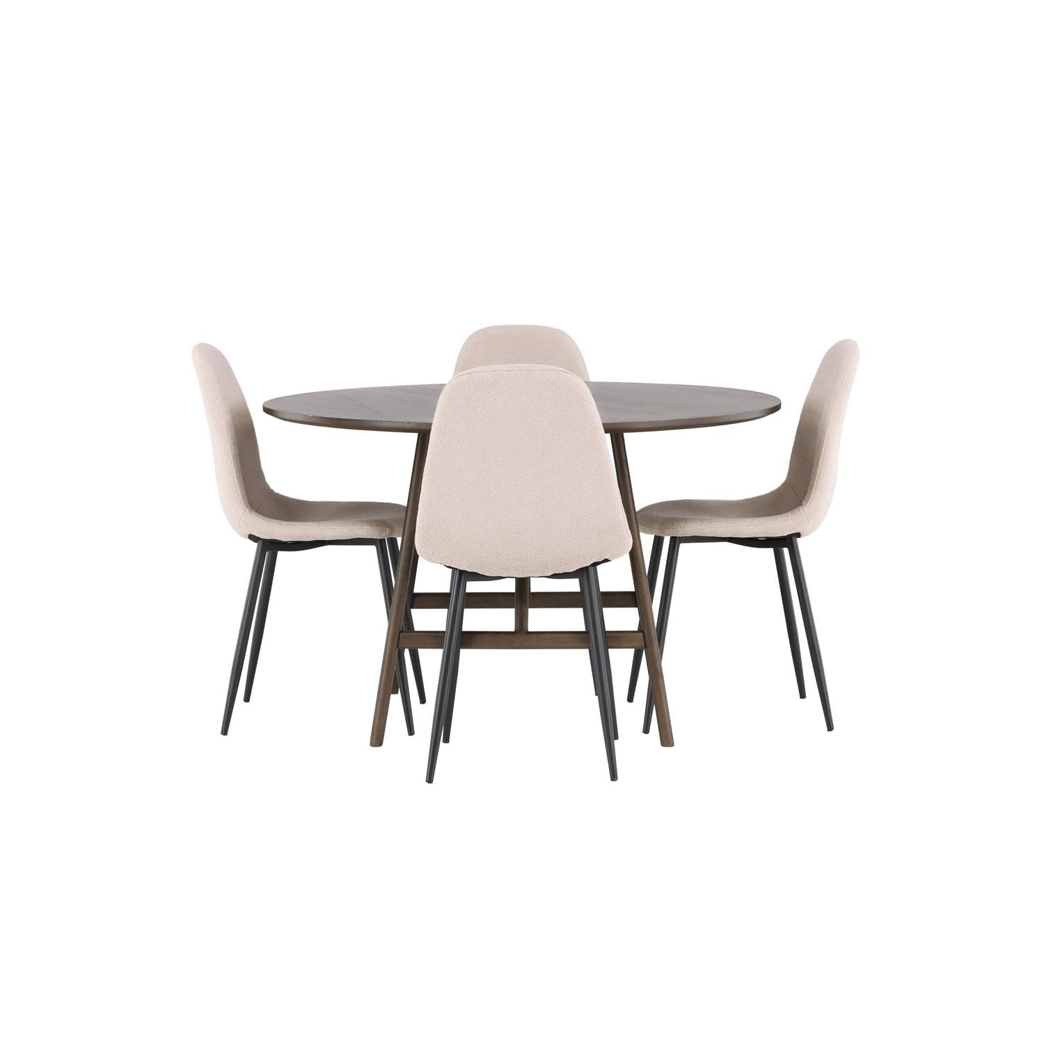 Essgruppe Esstisch Kaseidon ⌀100cm mit Stühlen Polar - Beige-Essgruppen-Venture Home-le canapé