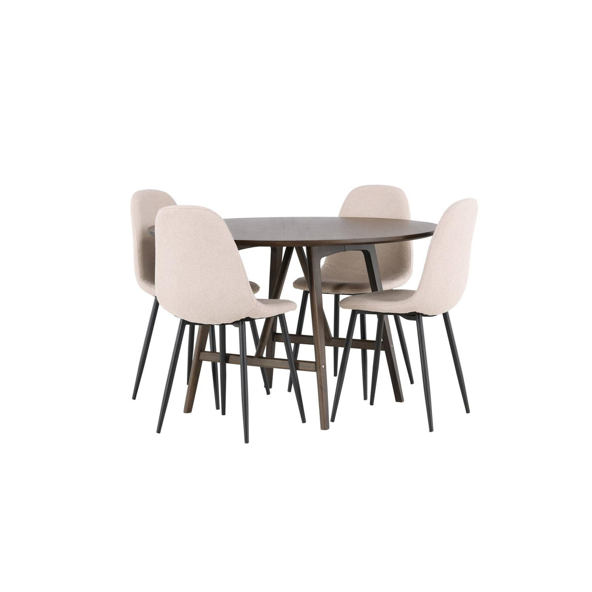Essgruppe Esstisch Kaseidon Ø100cm mit Stühlen Polar aus Teddy-Boucle-Essgruppen-Venture Home-le canapé