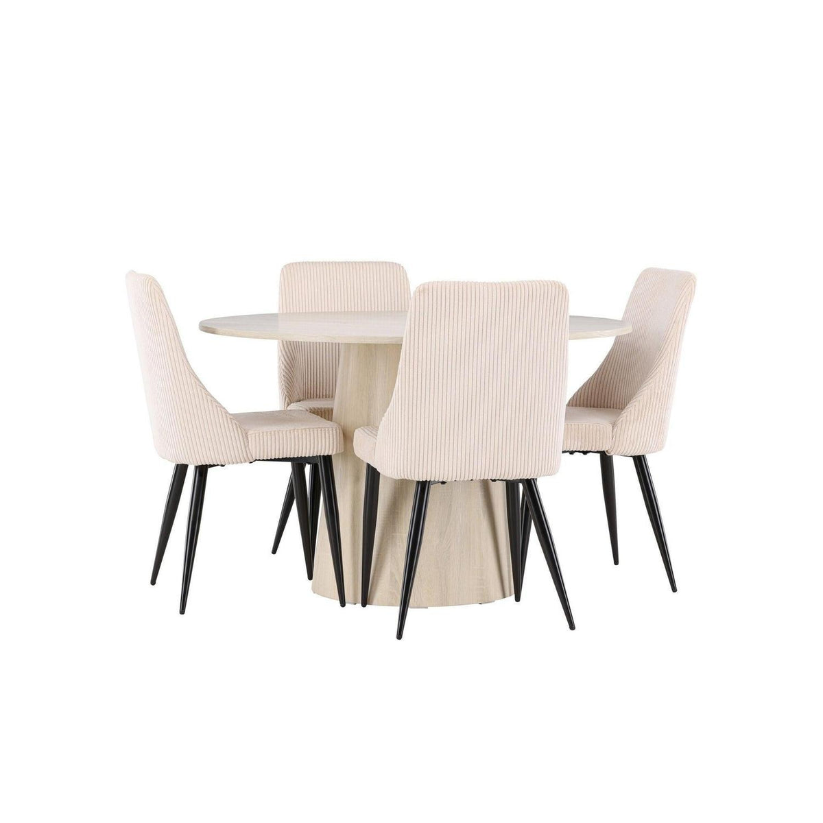 Essgruppe Esstisch Lanzo Ø120cm mit Stühlen Leone aus Cord-Essgruppen Rund-Venture Home-le canapé